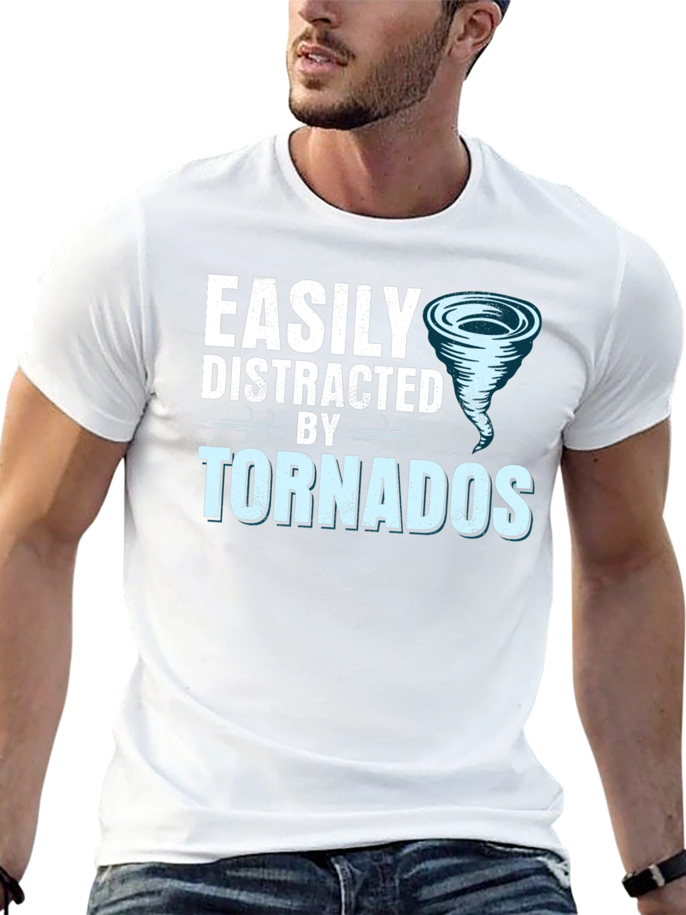 Black Easily Distracted by Tornadoes Graphic Tee view 13