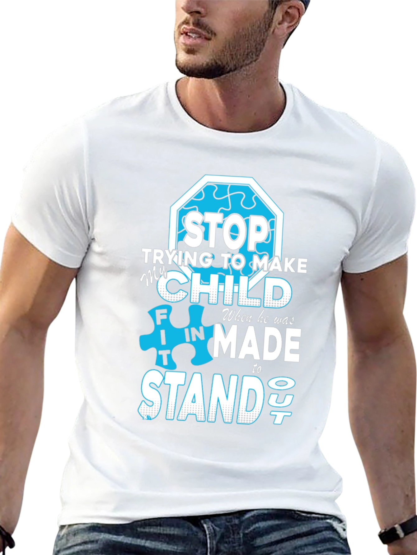 Black Autism Awareness T-Shirt: Stand Out view 13