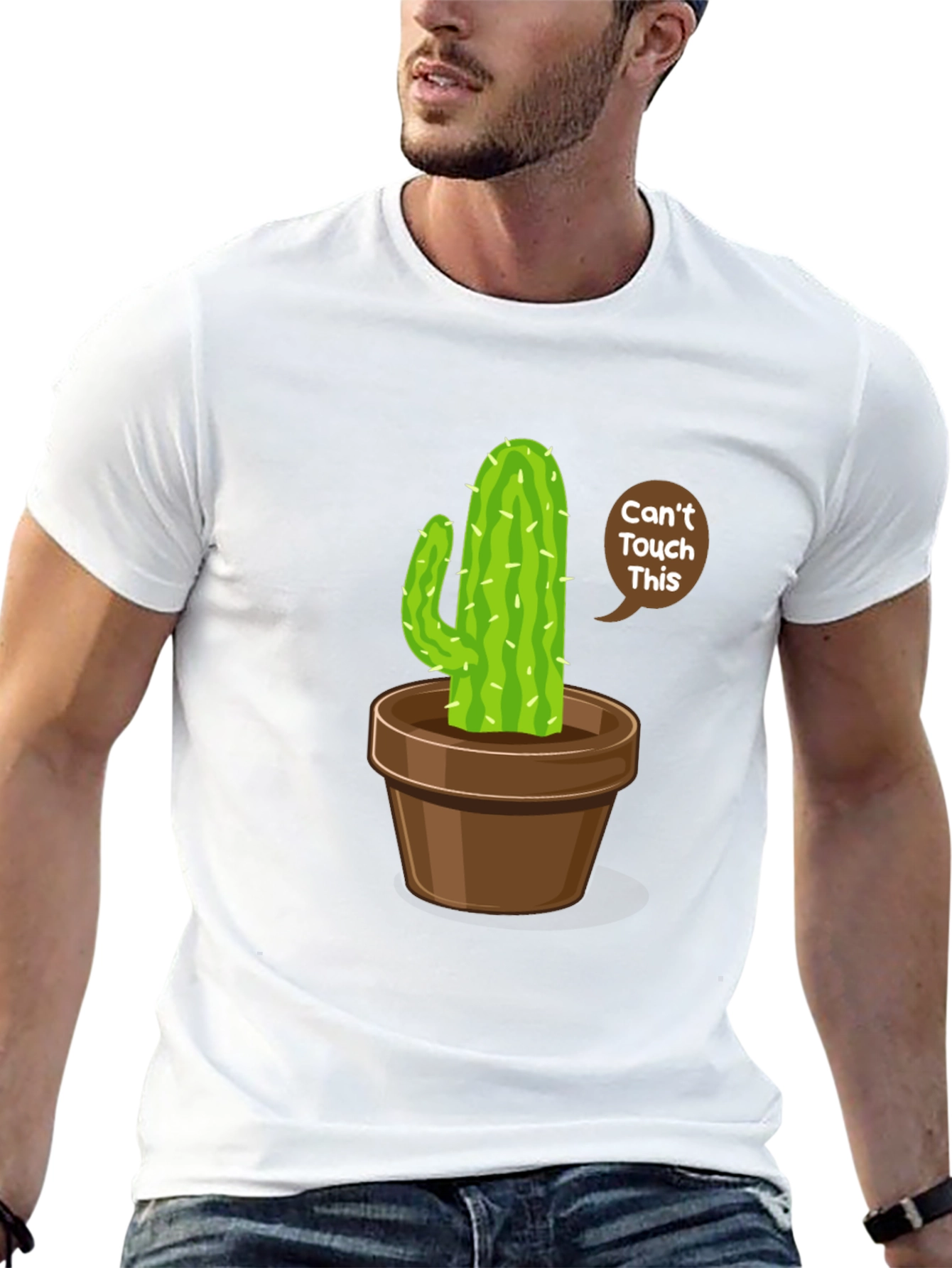 Black Cactus Humor Graphic Tee - 'Can't Touch This' Shirt view 13