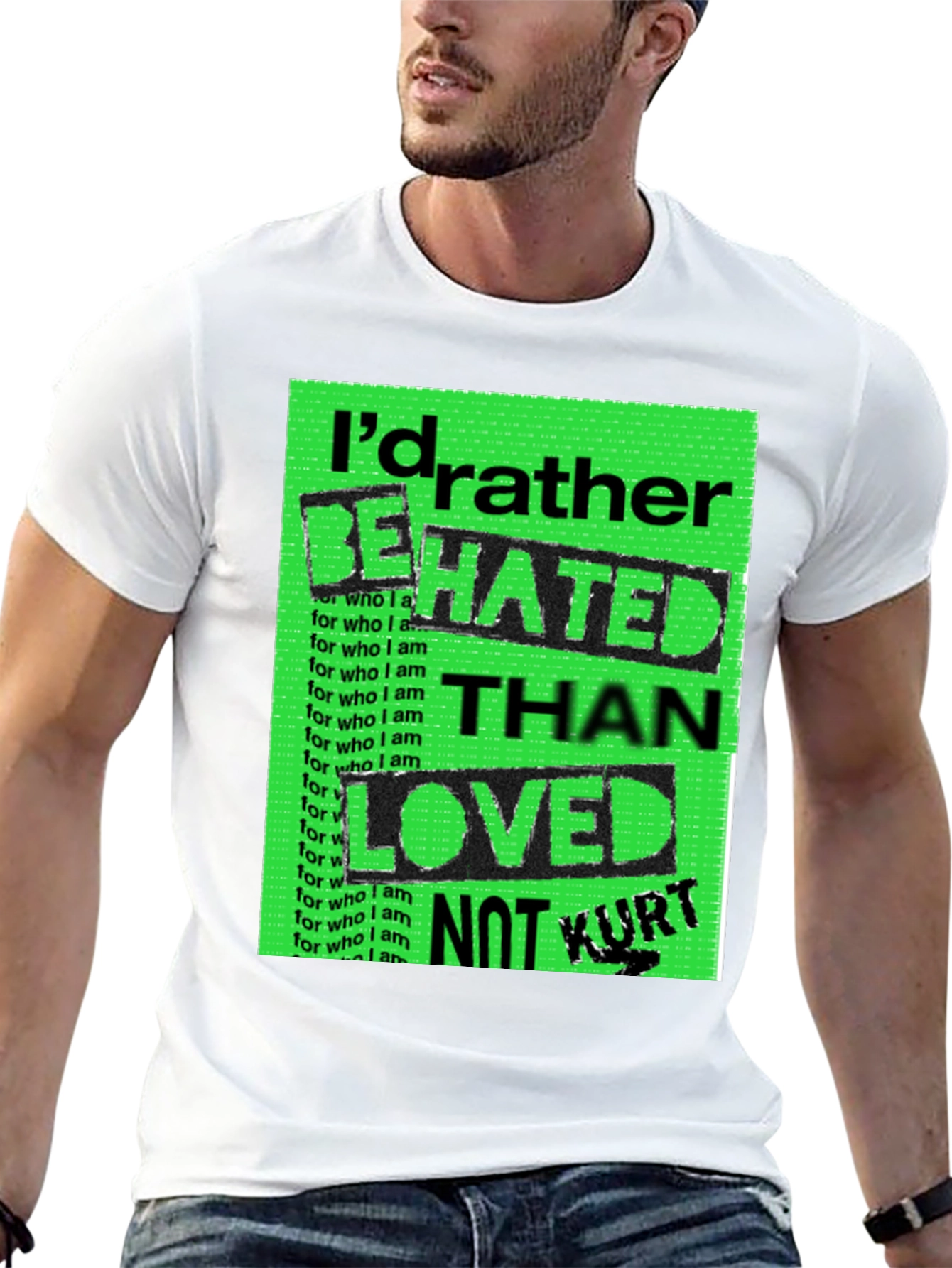 Black I'd Rather Be Hated Men's Graphic Tee view 13