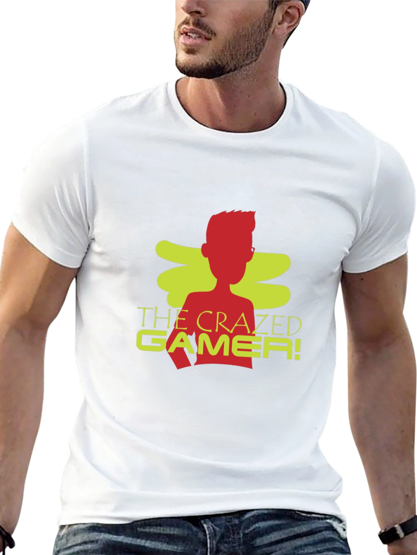 Black The Crazed Gamer! Black Crew Neck T-Shirt view 13