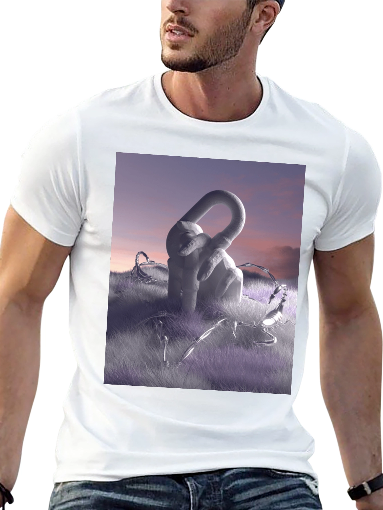 Black Abstract Sculpture Graphic Tee - Modern Art Shirt view 13