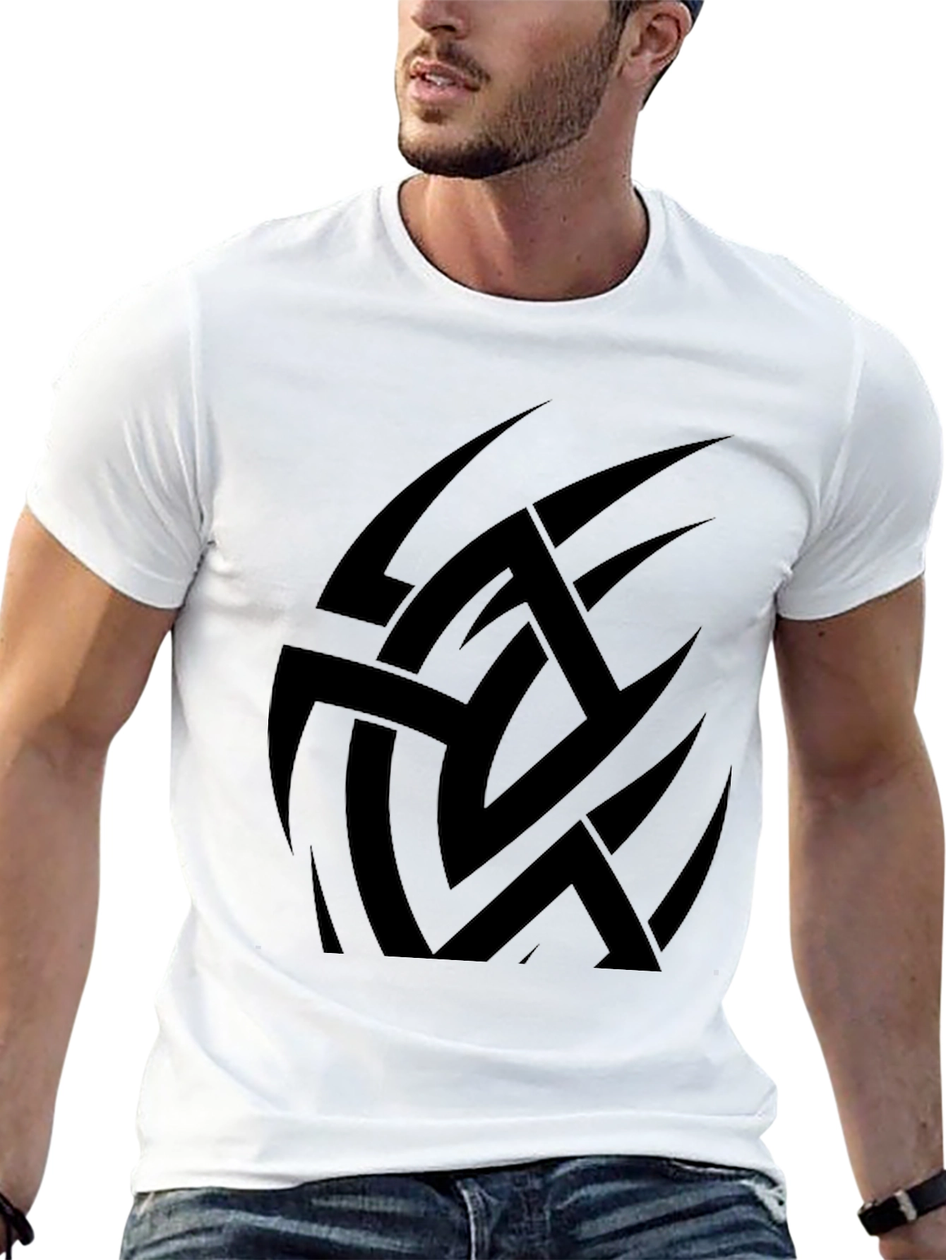 Black Tribal Graphic Black T-Shirt for Men view 13
