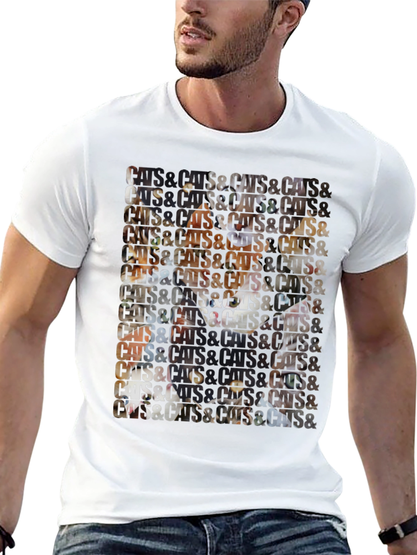 Black Cats Patterned Graphic T-Shirt view 13