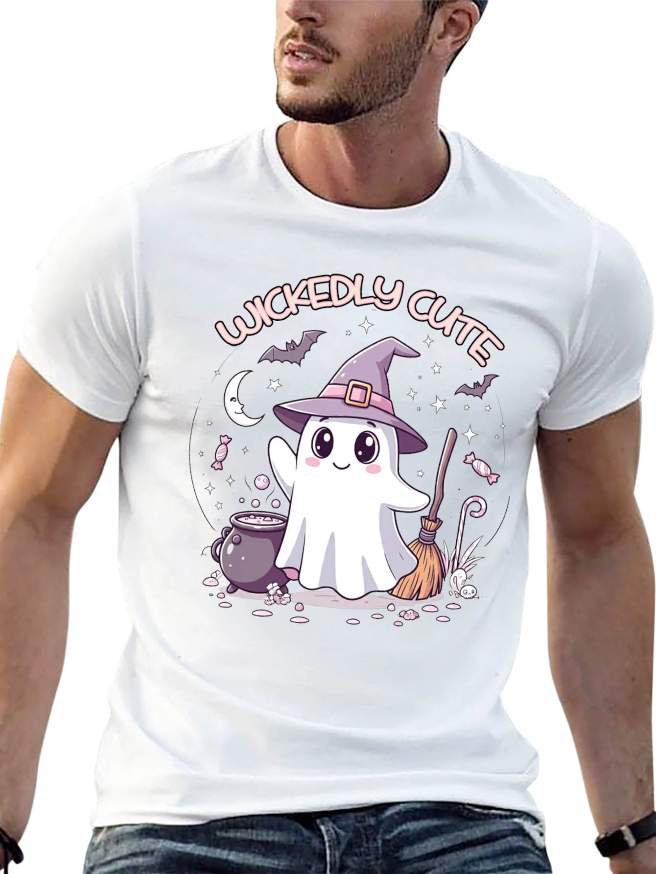 Black Wickedly Cute Halloween Ghost T-Shirt view 13