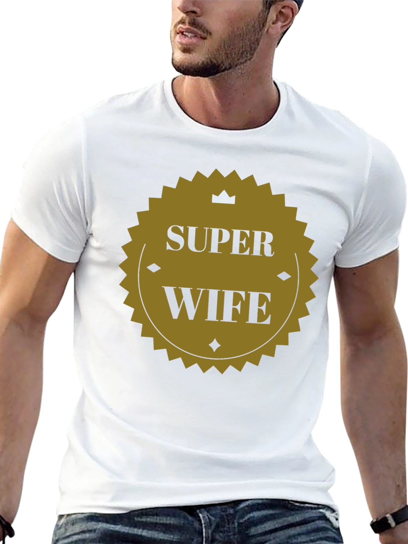 Black Super Wife Graphic Tee - Black Crew Neck T-Shirt view 13