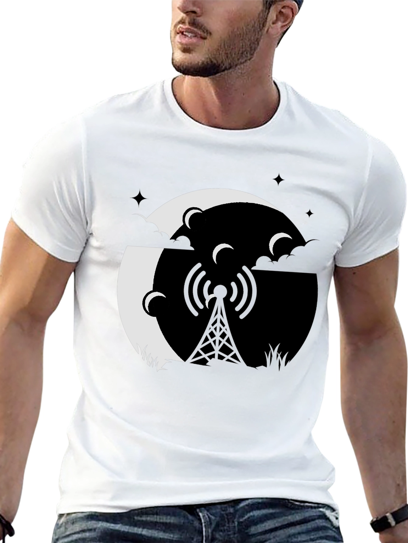 Black Mystic Night Tower Graphic Tee - Black view 13