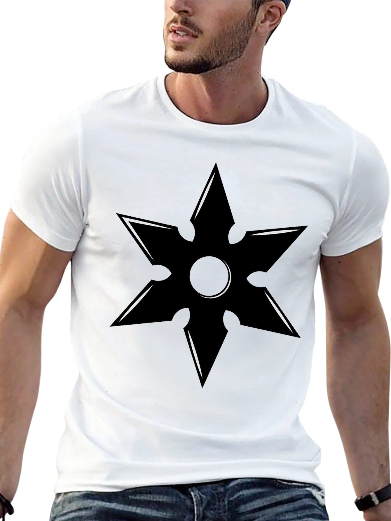 Black Ninja Star Graphic Tee - Black Martial Arts T-Shirt view 13