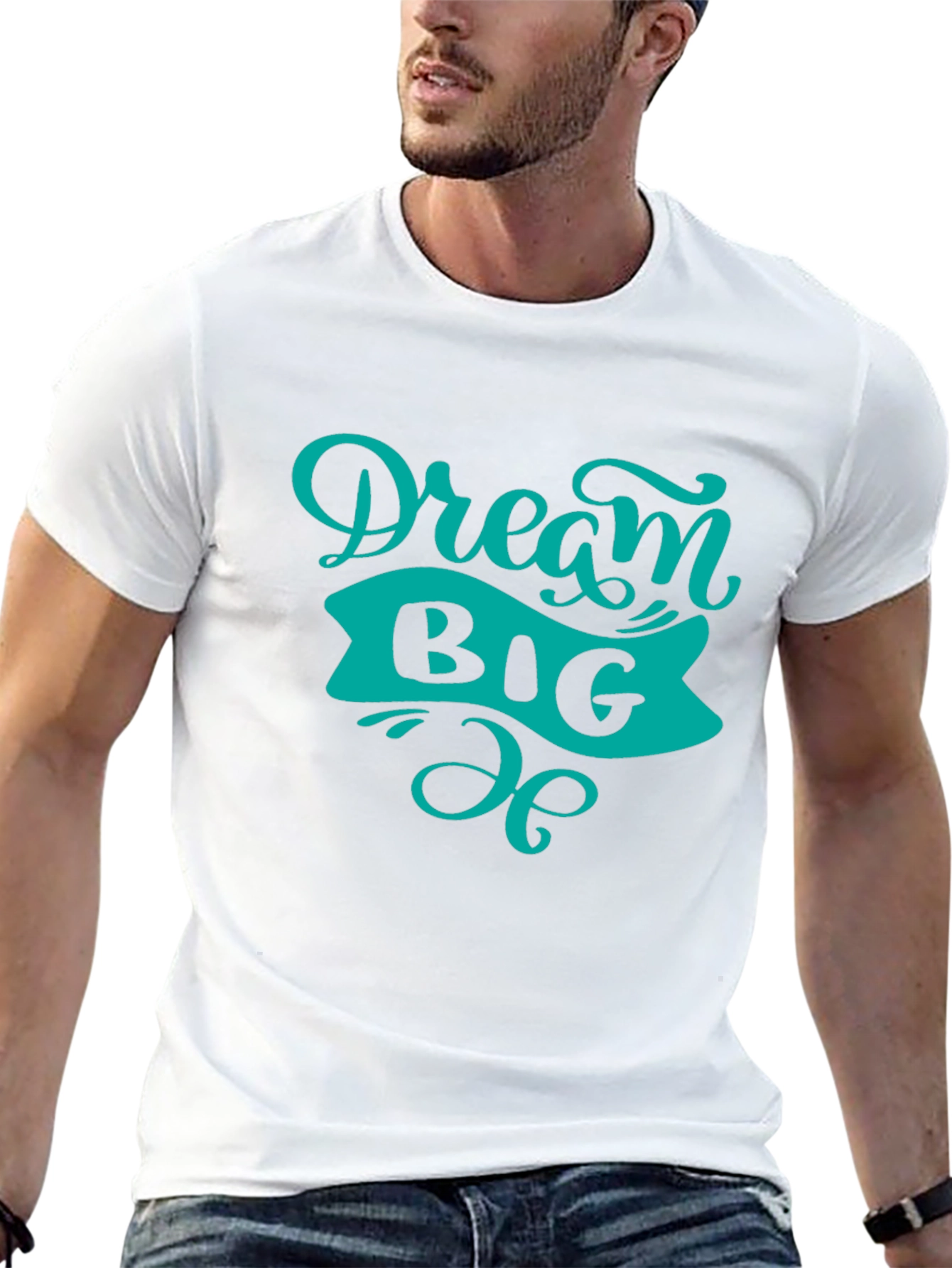 Black Dream Big Graphic Tee - Black Cotton T-Shirt view 13