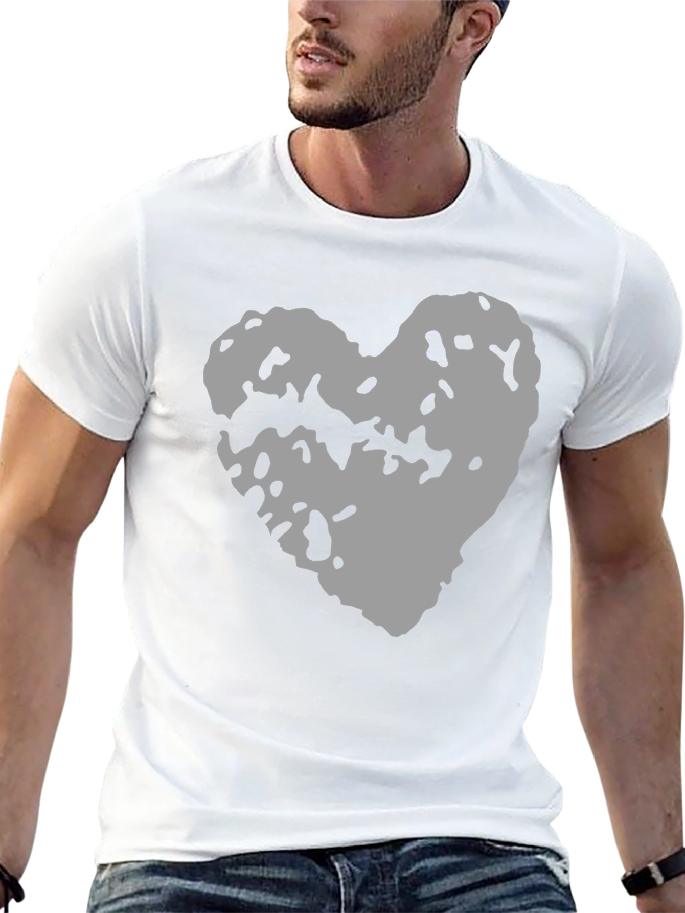 Black Abstract Heart Graphic Black Tee view 13