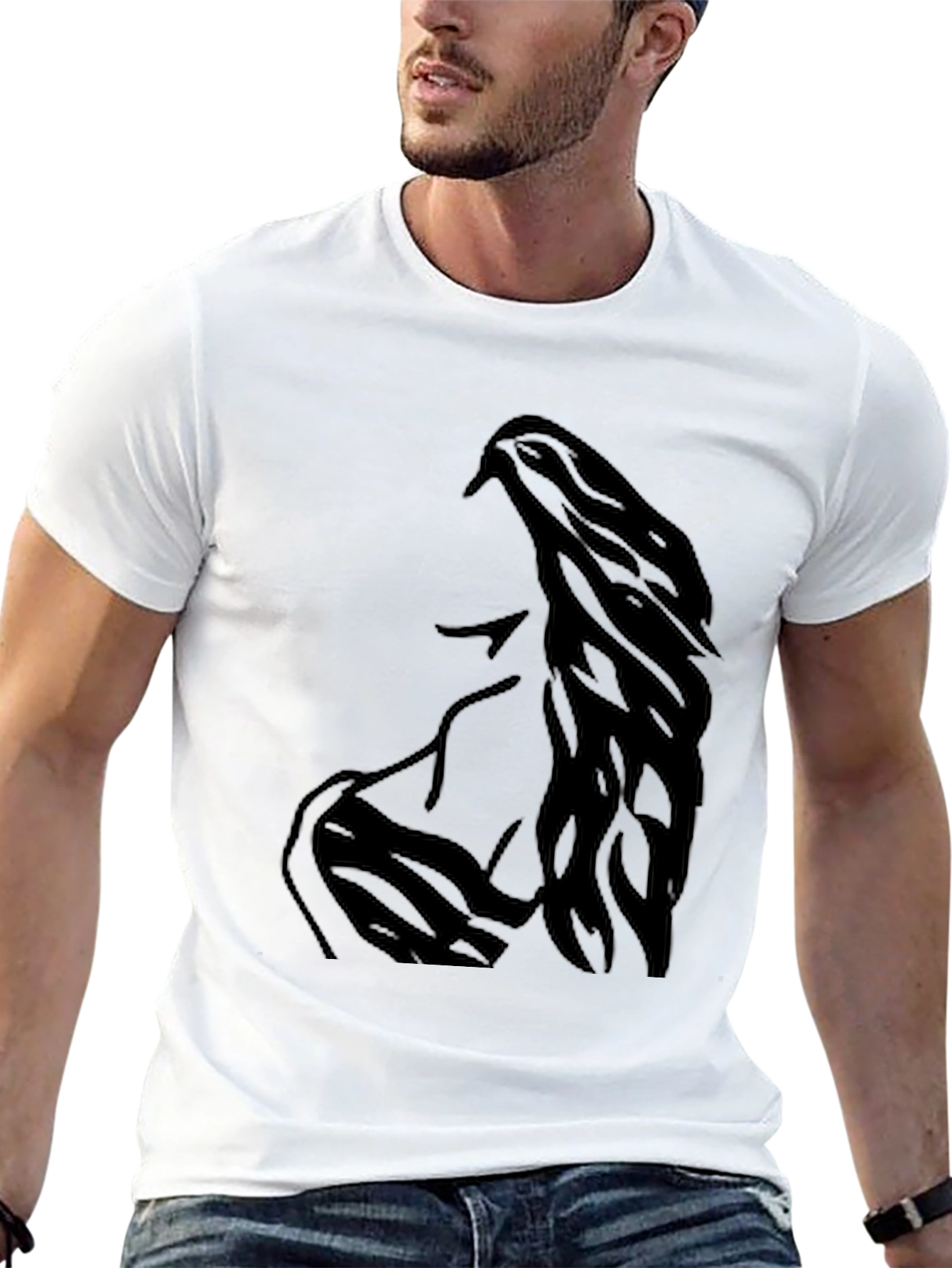Black Black Graphic Tee: Woman Portrait Silhouette view 13