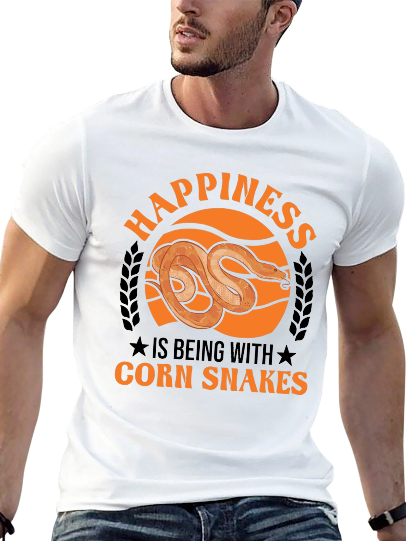 Black Corn Snake Lover T-Shirt - Happiness is Being With Corn Snakes view 13