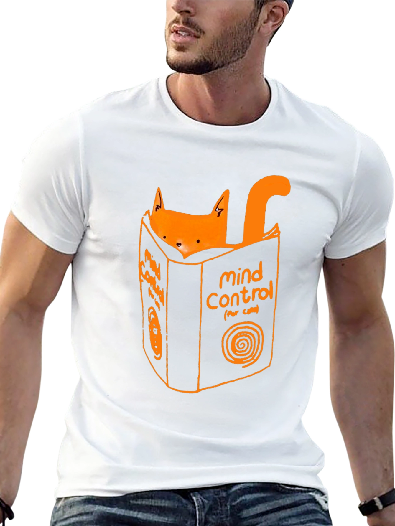 Black Mind Control Cat T-Shirt - Funny Graphic Tee view 13