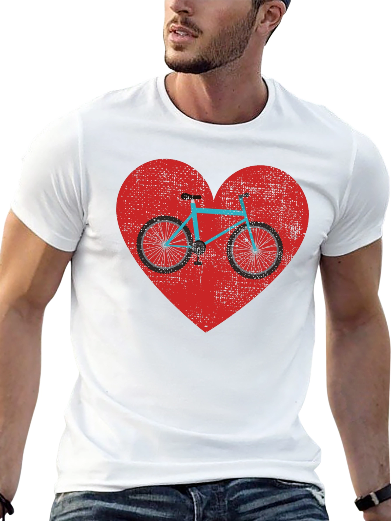 Black Bike Heart Graphic Tee - Men's Black T-Shirt view 13