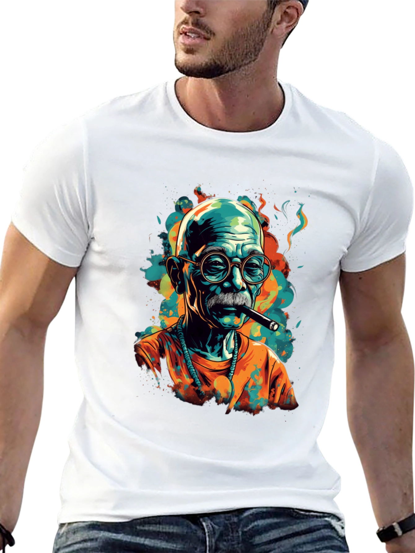 Black Cigar Smoker Graphic Tee - Unique Style view 13