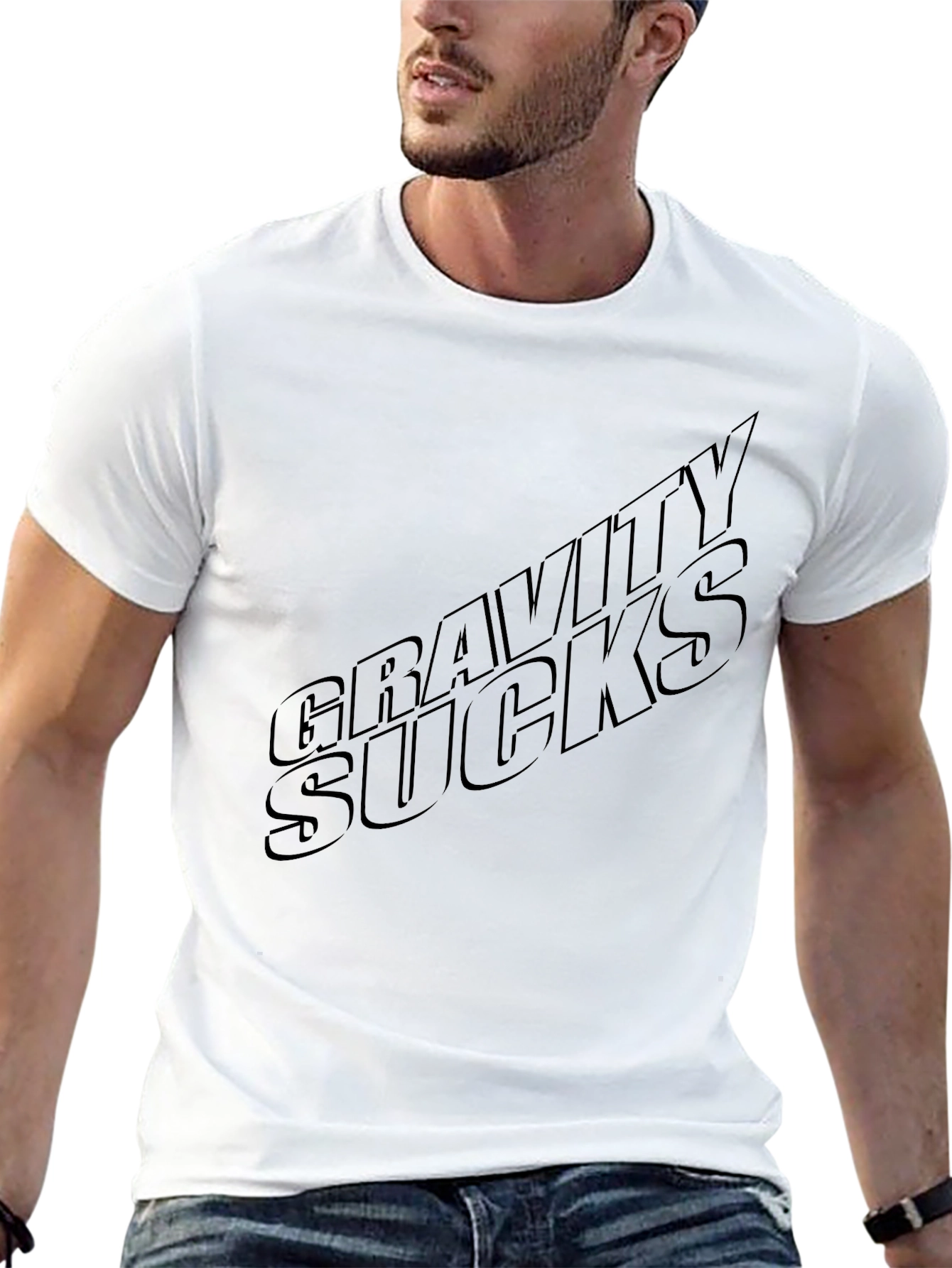 Black Gravity Sucks Black Graphic Tee - Mens Casual Shirt view 13