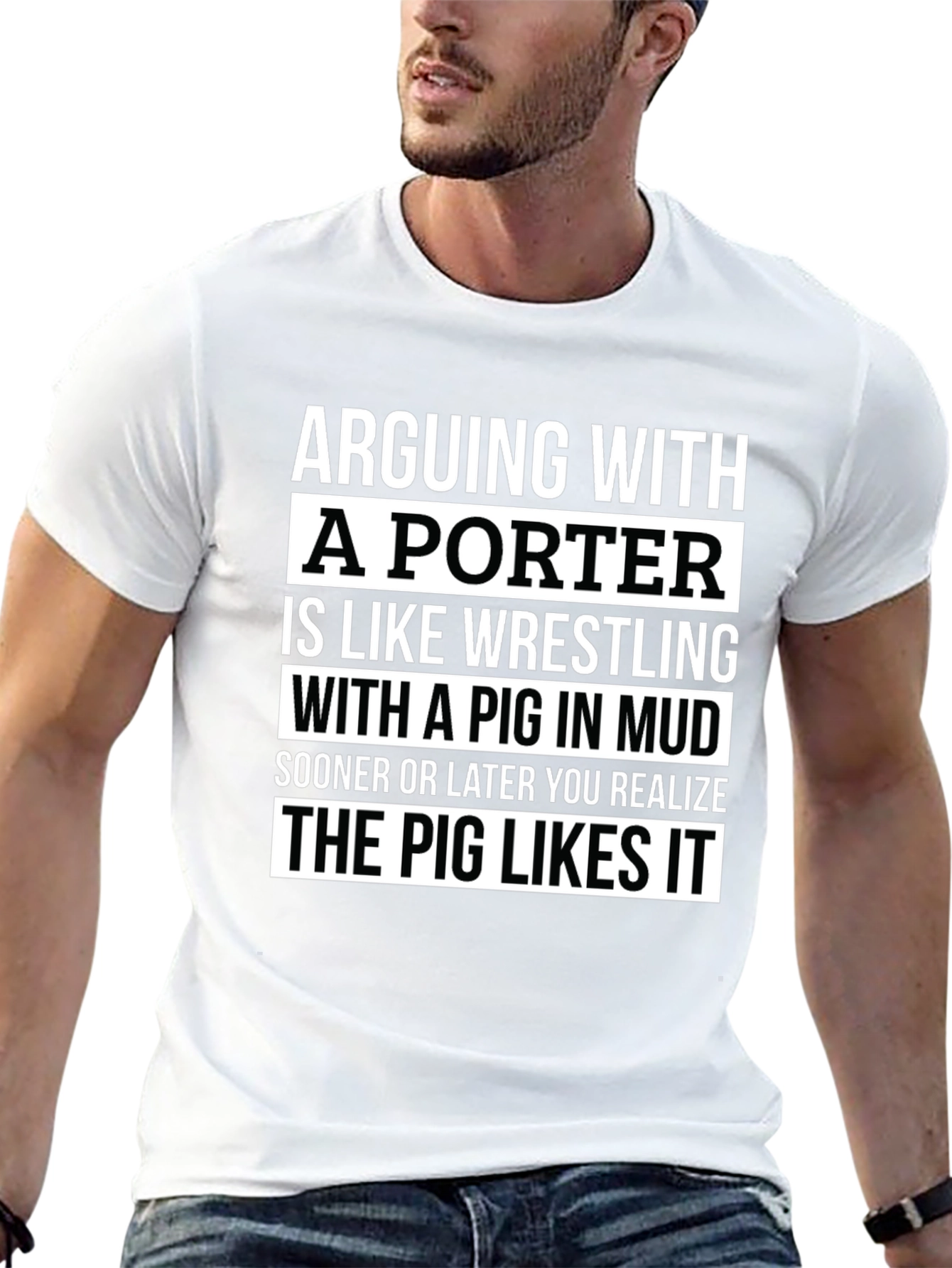 Black Arguing with a Porter T-Shirt - Funny Quote view 13