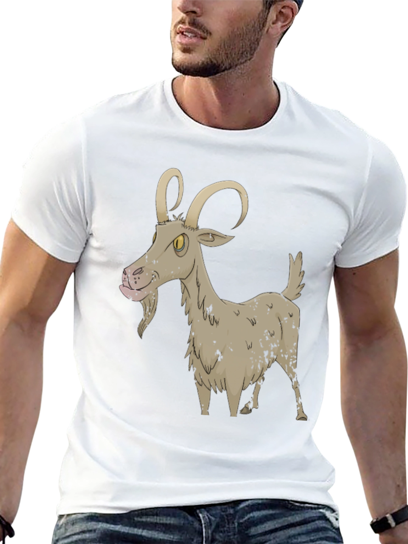 Black Cartoon Goat Black T-Shirt view 13