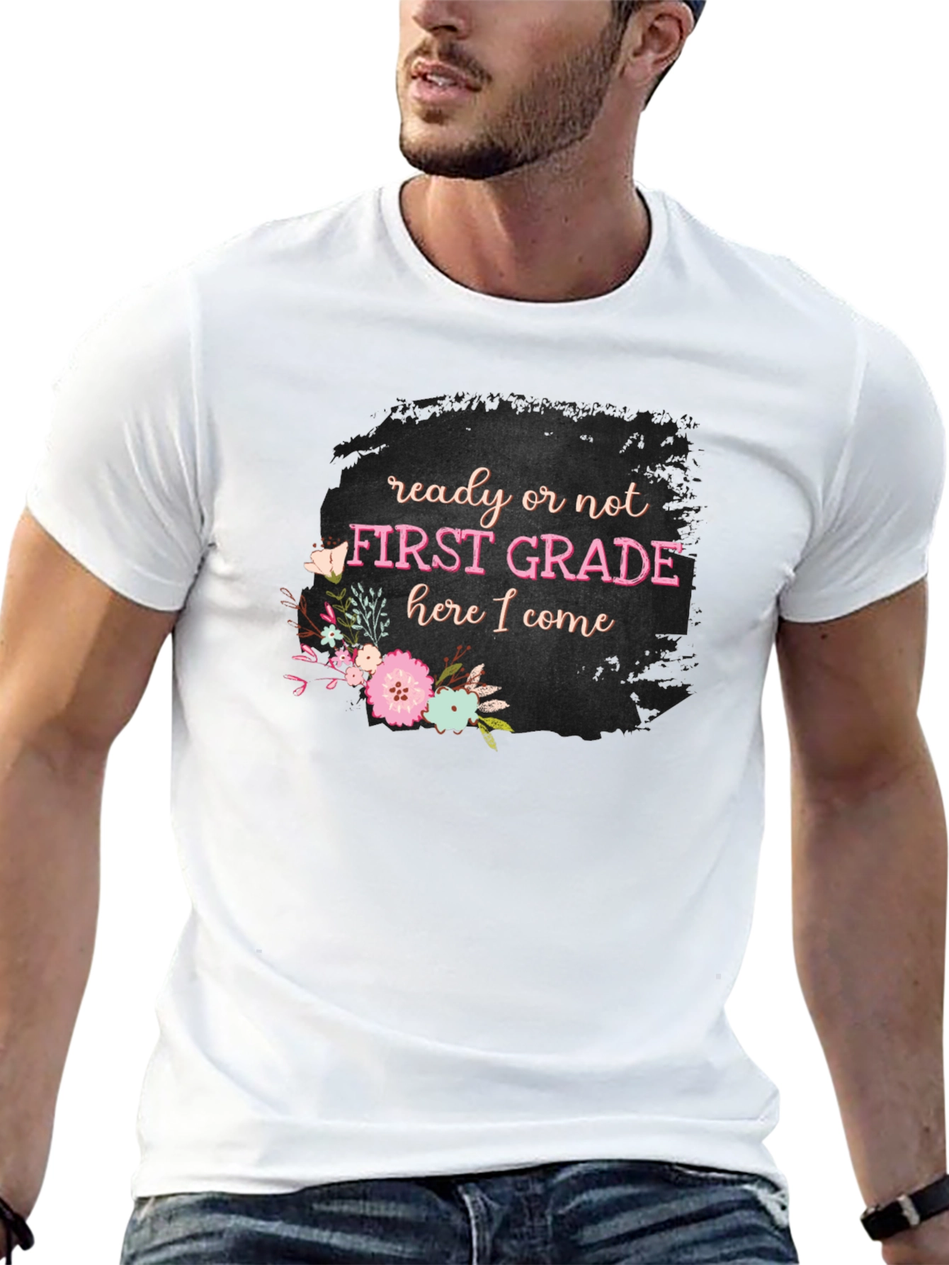 Black First Grade Teacher Ready or Not T-Shirt view 13