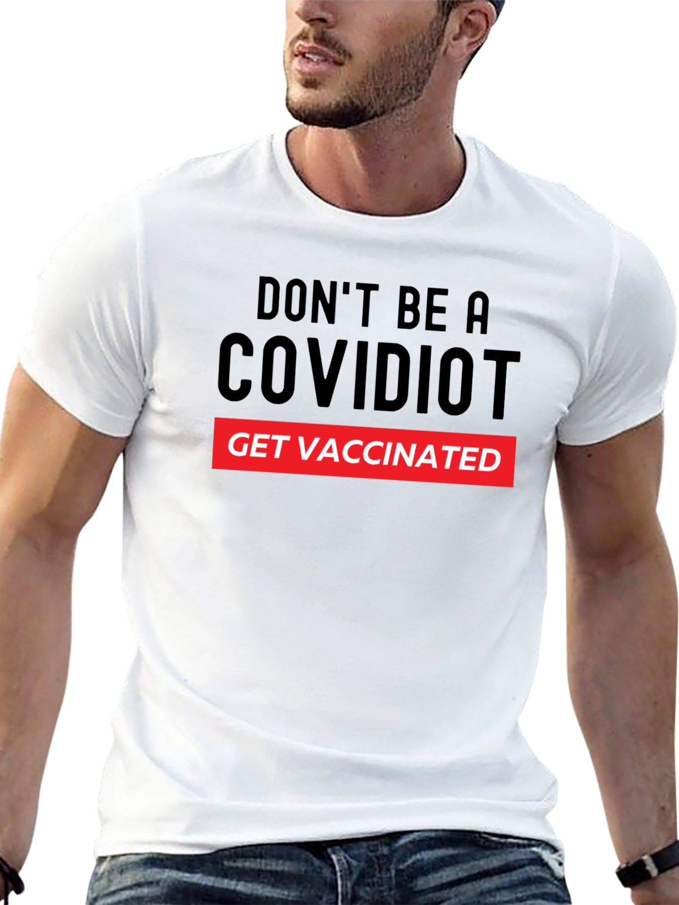 Black COVIDIOT Get Vaccinated Graphic T-Shirt view 13