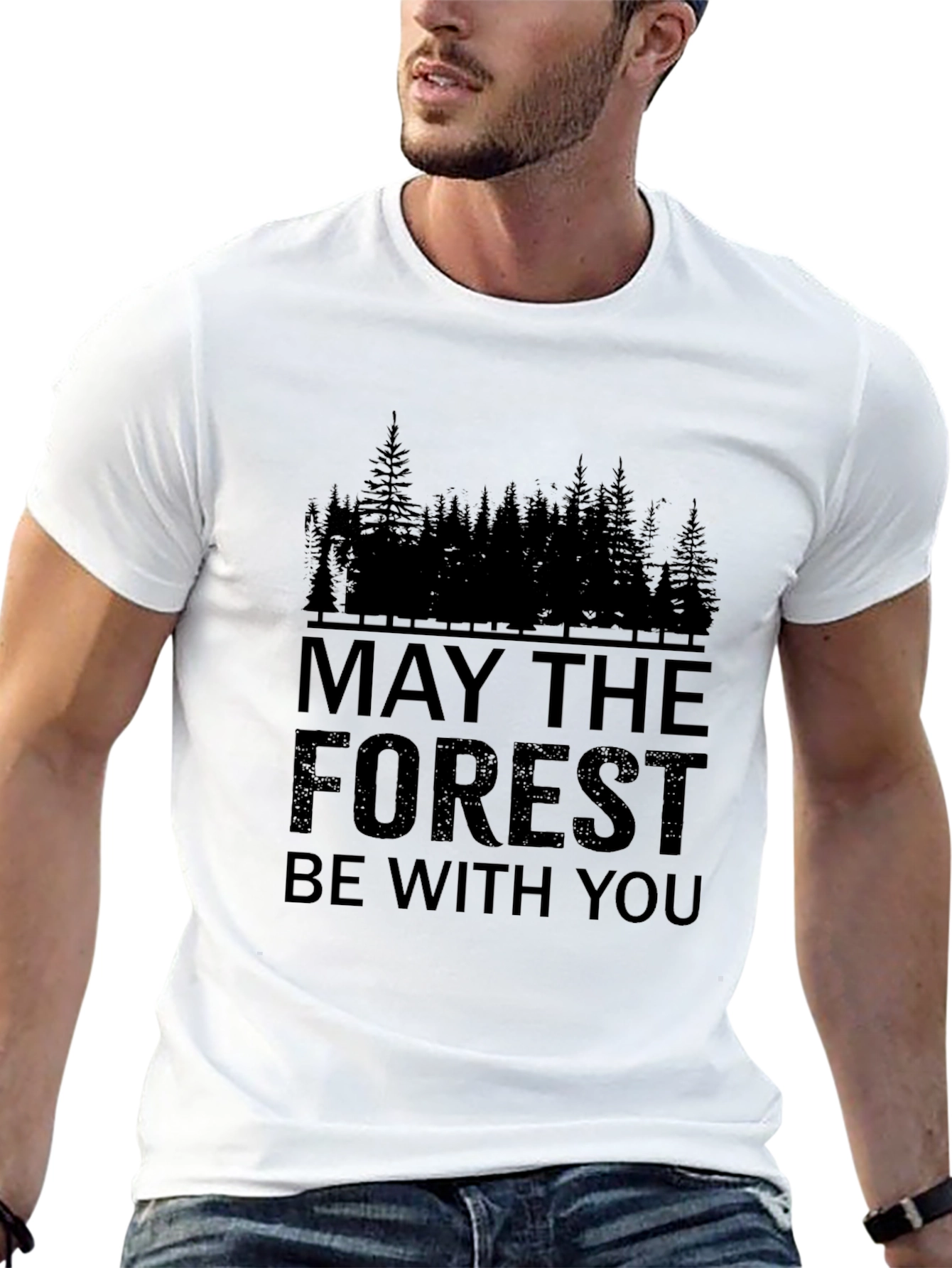 Black May the Forest Be With You T-Shirt - Black view 13