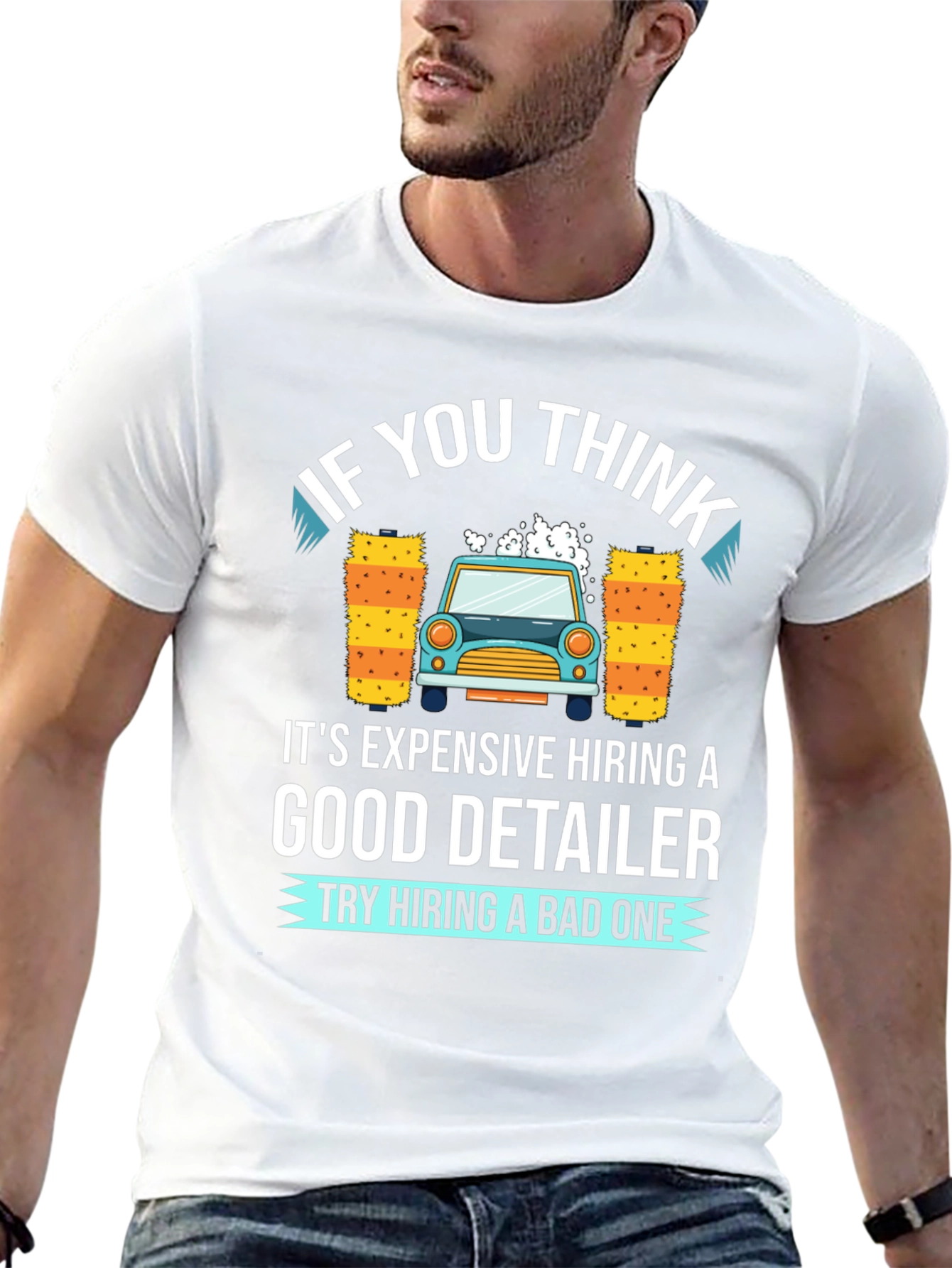 Black Detailer Car Wash Funny Graphic T-Shirt view 13