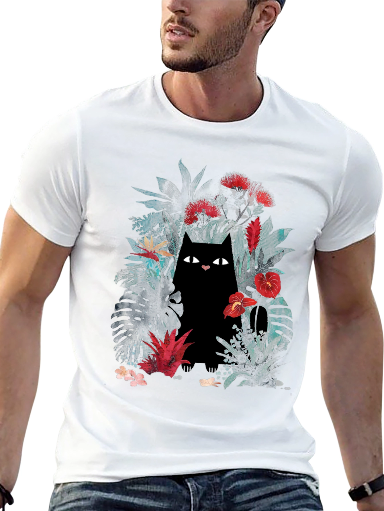 Black Jungle Cat Graphic Tee - Black view 13