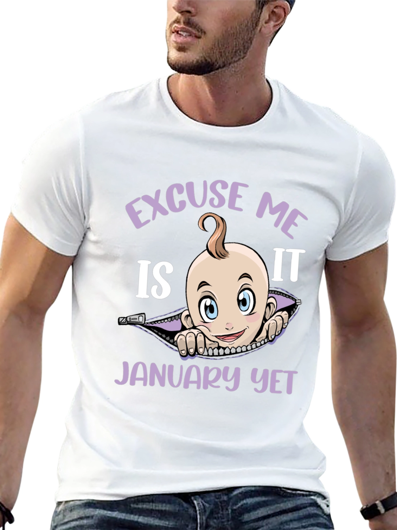 Excuse Me Is It January Yet Funny Pregnancy T-Shirt - 13