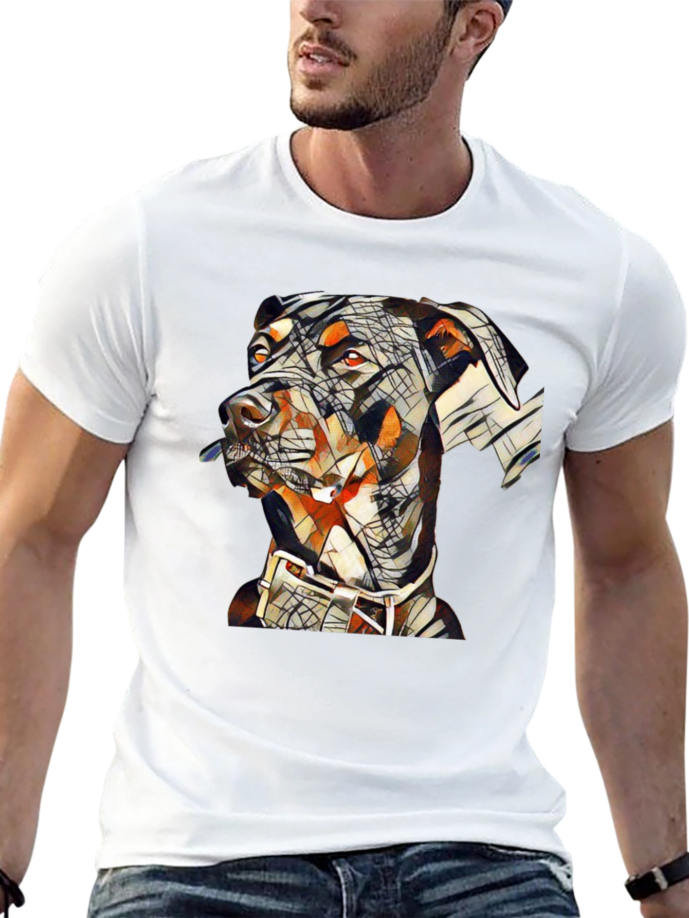 Black Abstract Doberman Dog Graphic T-Shirt view 13