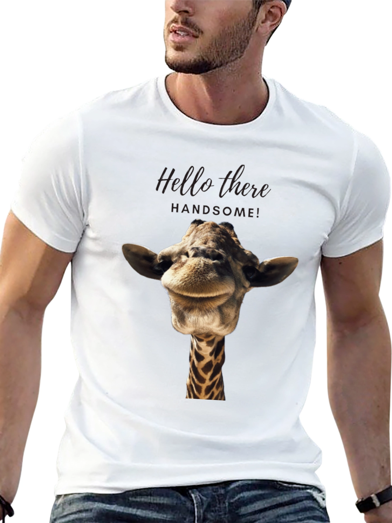 Black Giraffe Head Graphic Print Black T-Shirt view 13