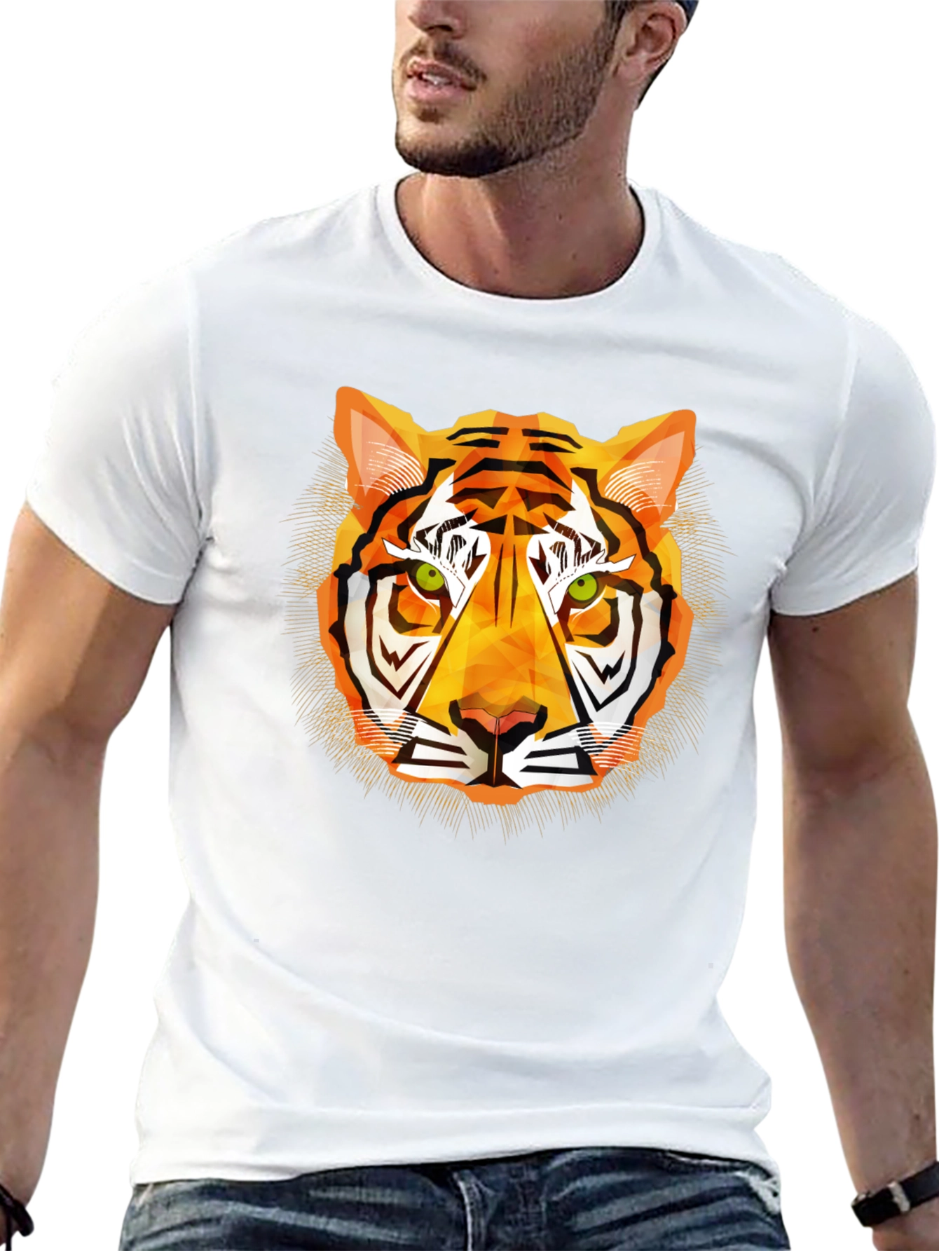 Black Geometric Tiger Graphic T-Shirt - Modern Style view 13