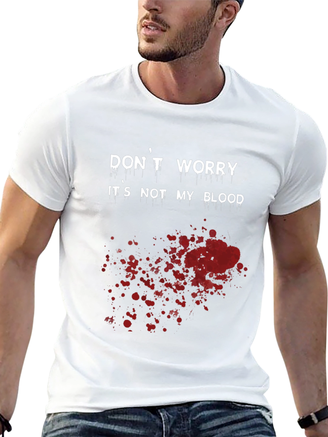 Black Funny Halloween T-Shirt: Don't Worry, It's Not My Blood view 13