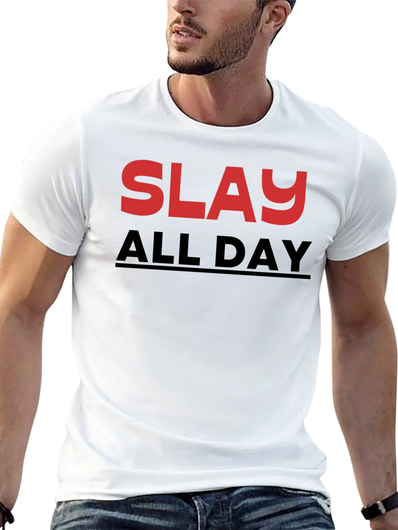 Black Slay All Day Graphic Tee - Stylish Black T-Shirt view 13