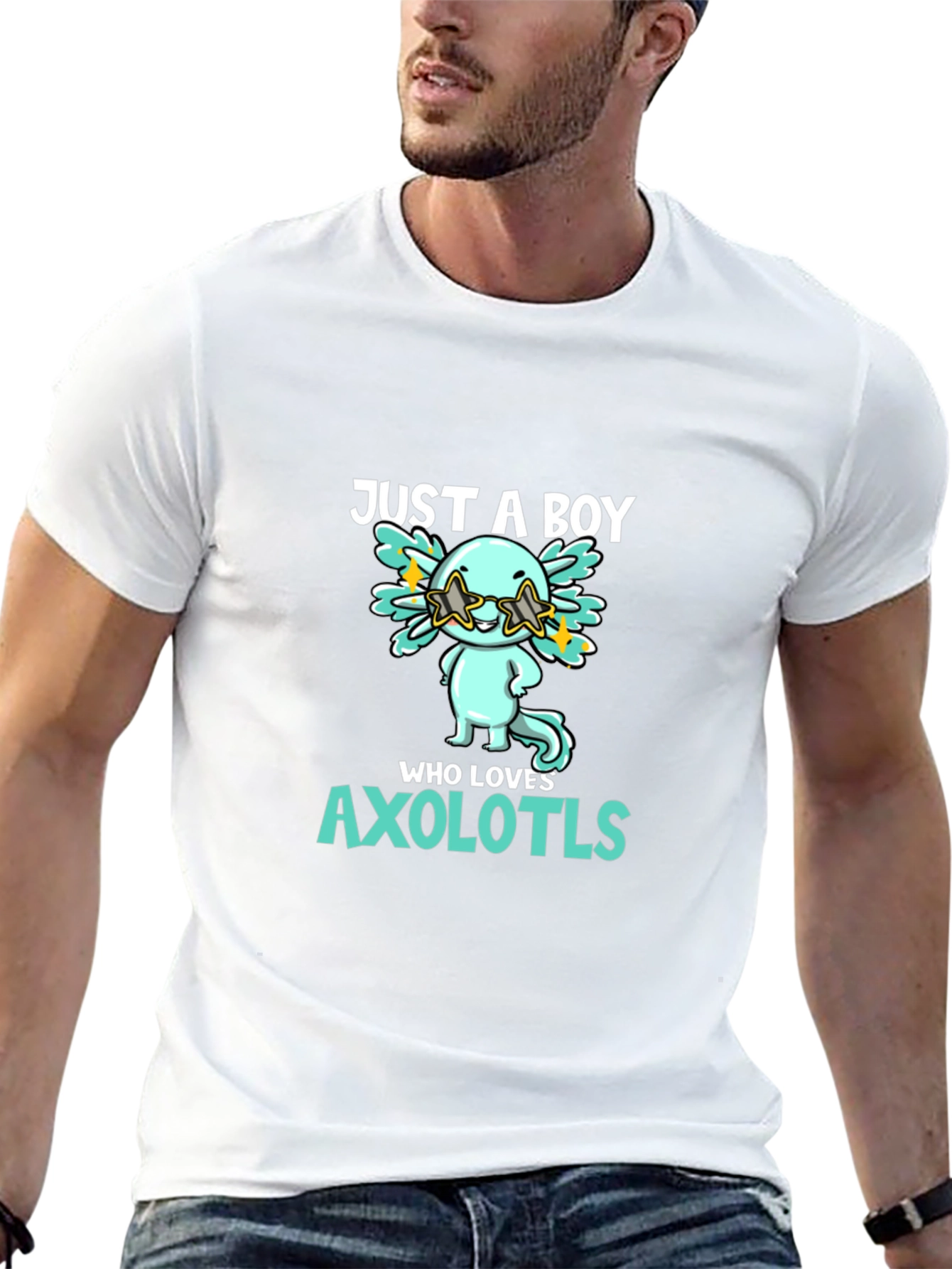 Black Just A Boy Who Loves Axolotls T-Shirt view 13