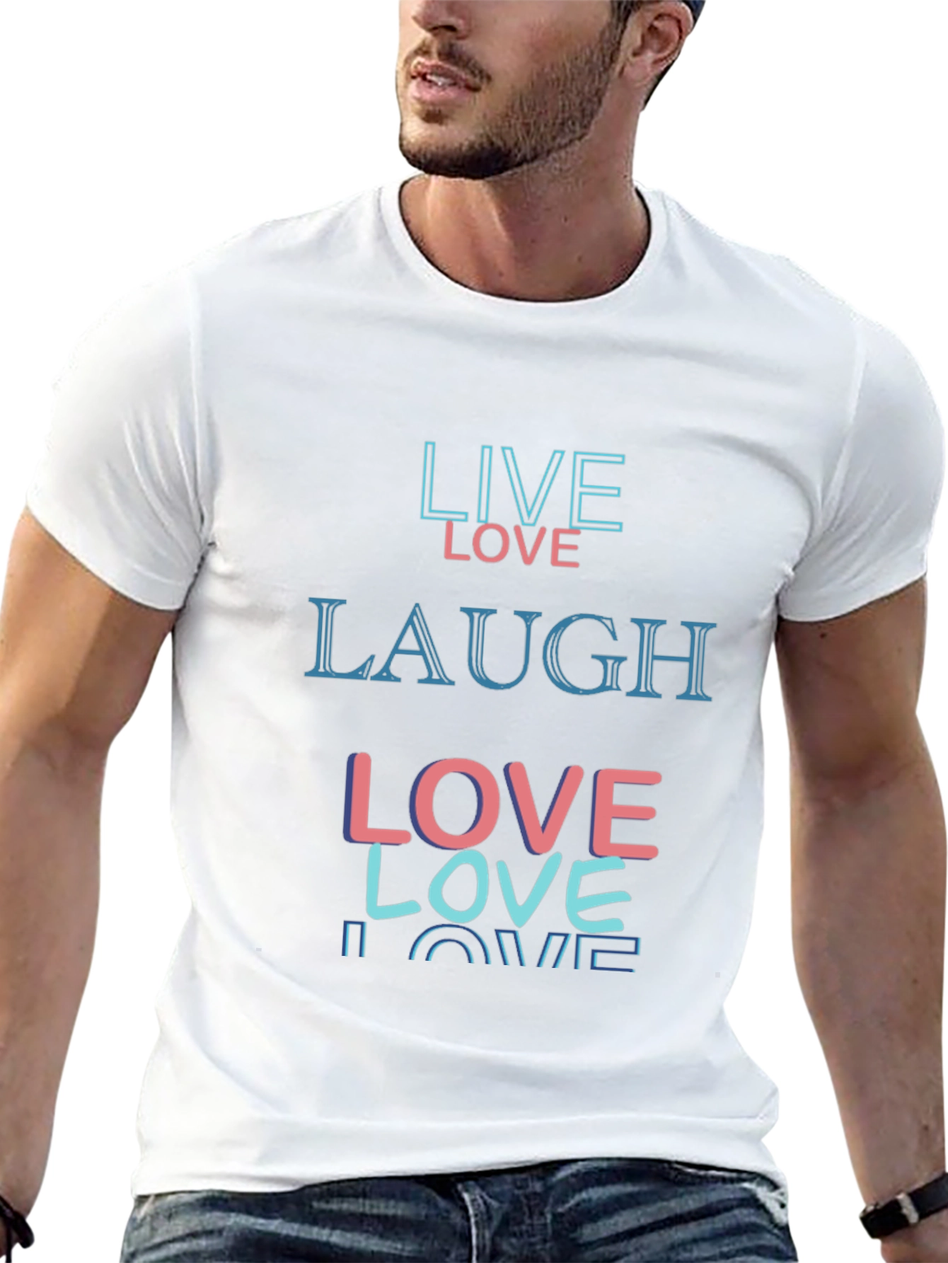 Black Live Love Laugh Graphic Tee - Black Casual Shirt view 13