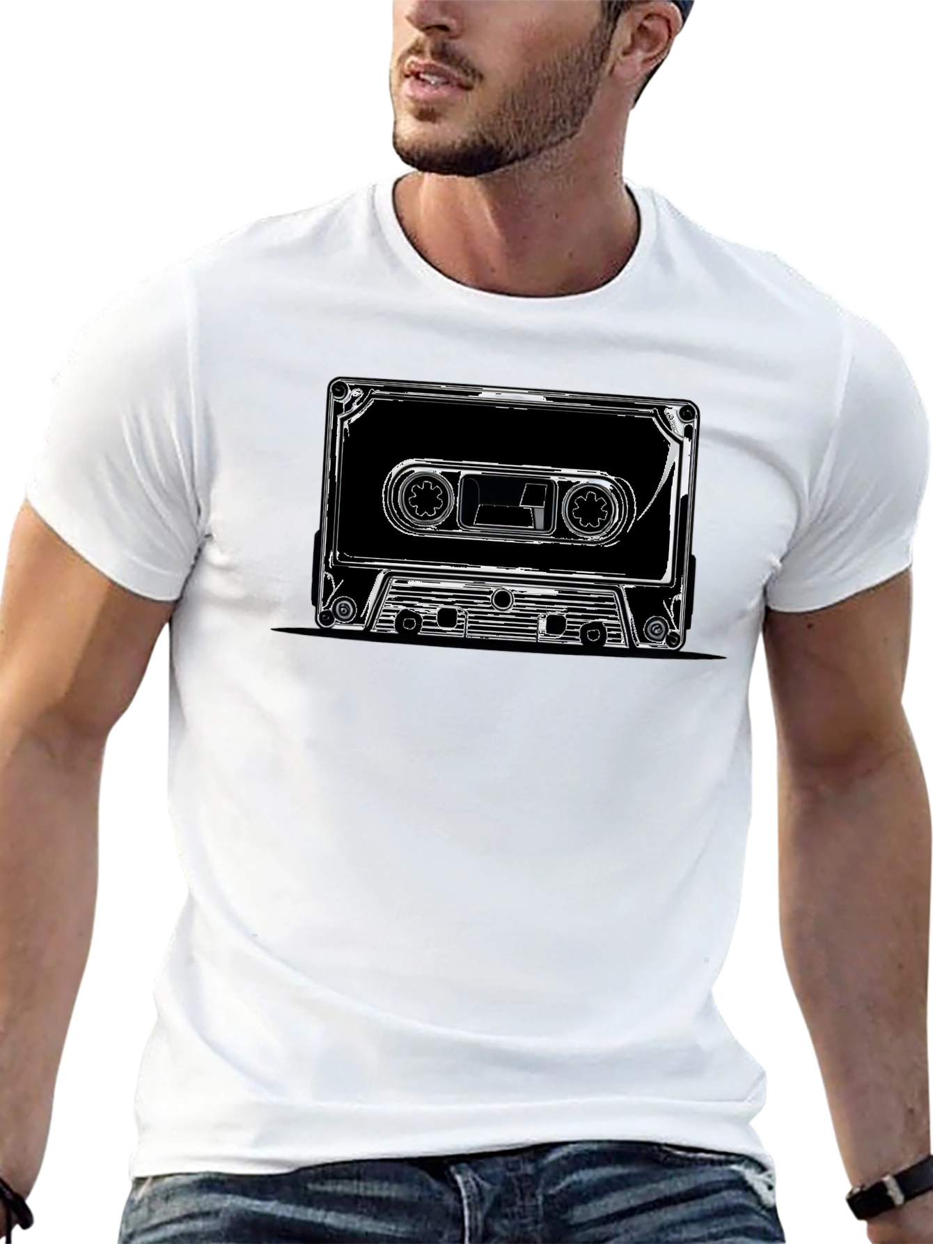 Black Retro Cassette Tape Graphic T-Shirt - Classic Music Tee view 13