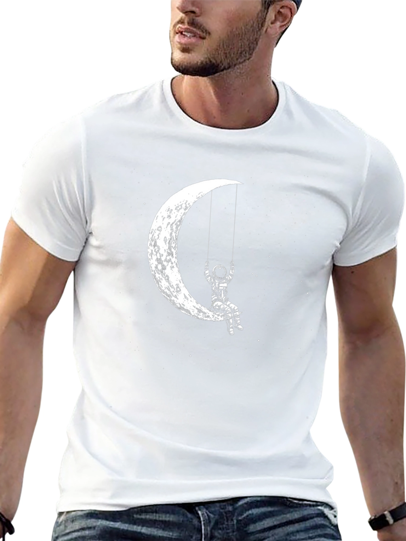 Astronaut Moon Swing Graphic Tee - Black - 13