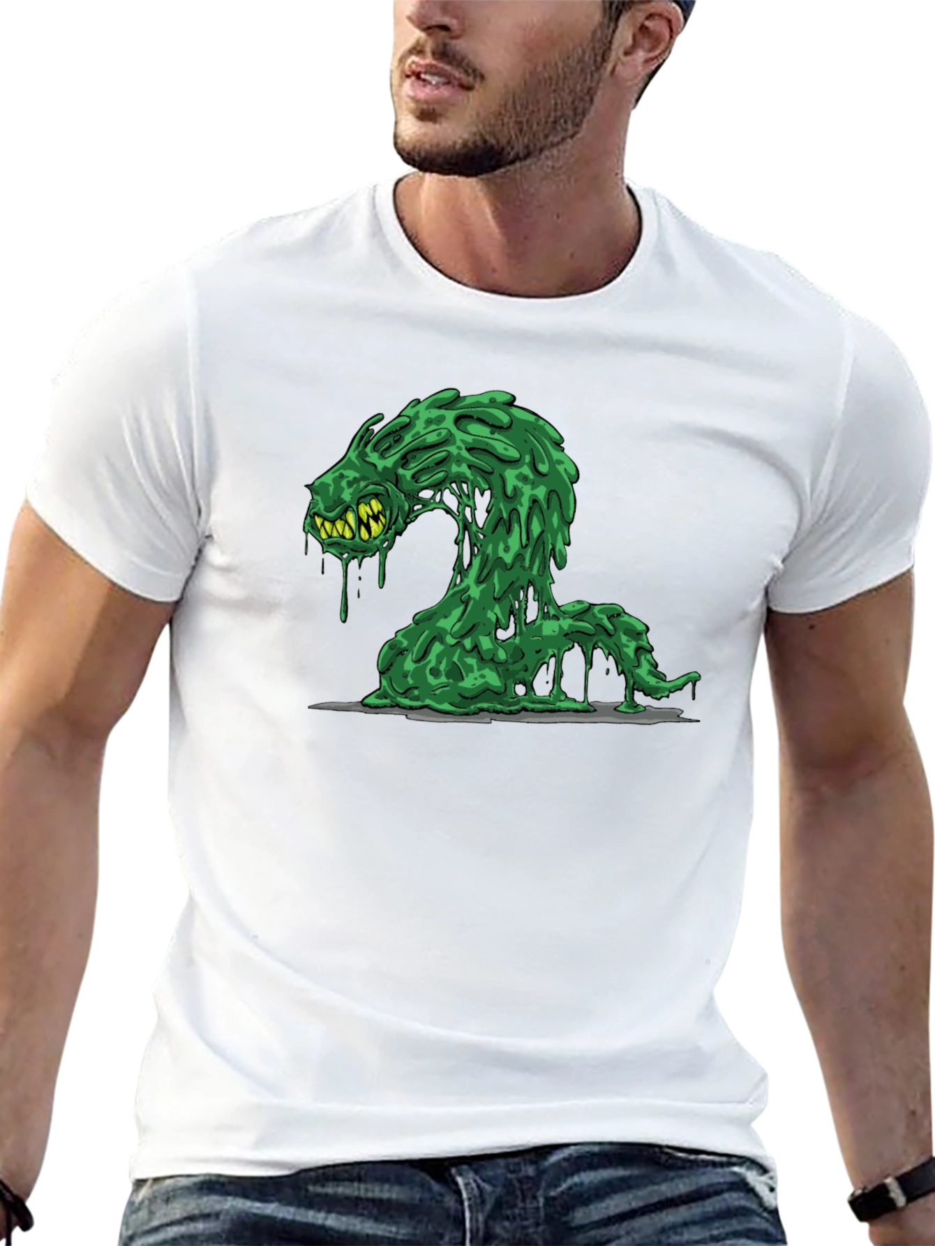 Black Slime Monster Graphic T-Shirt - Unique Creature Design view 13