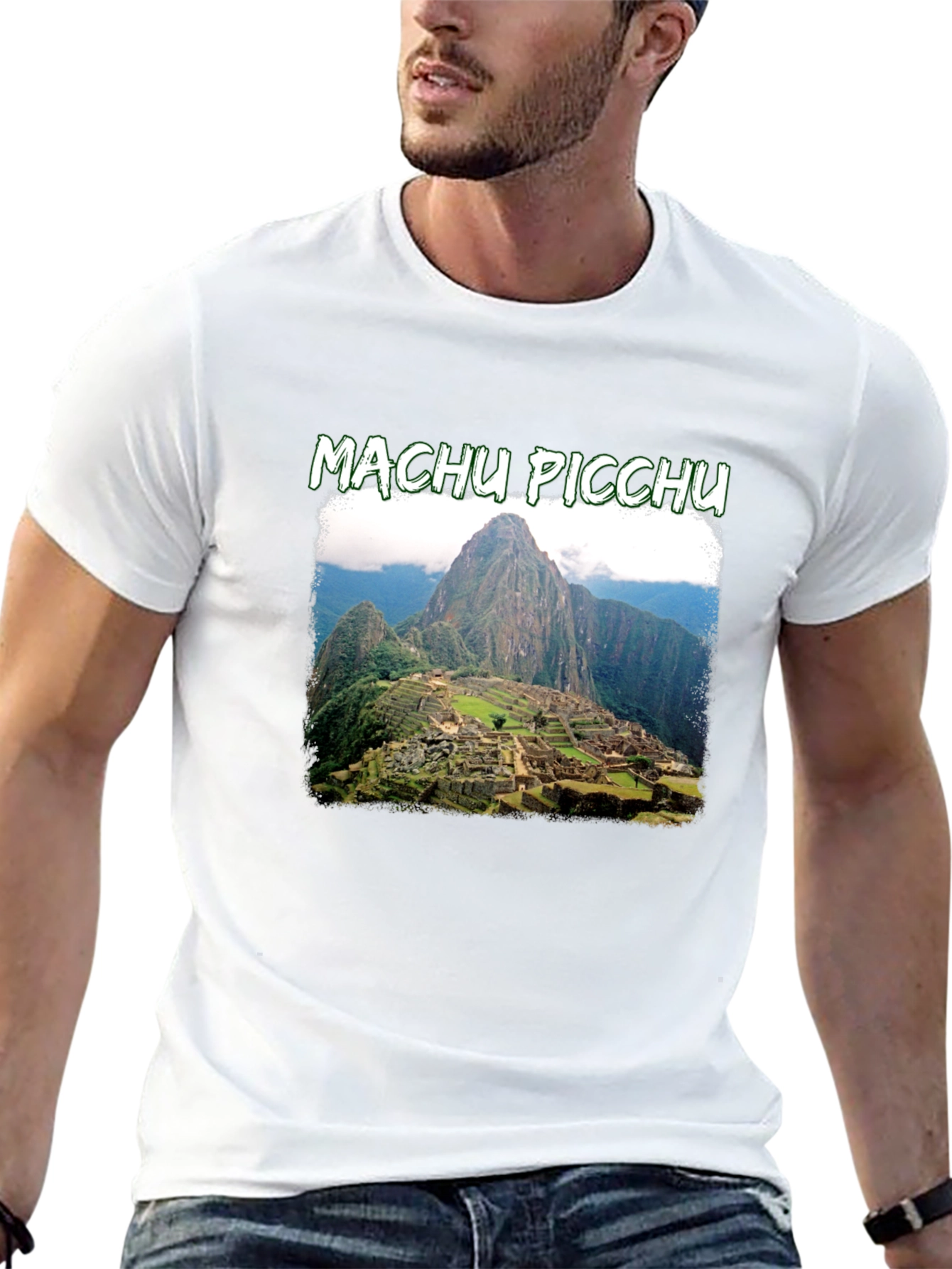 Black Machu Picchu Graphic Tee | Black Crew Neck T-Shirt view 13