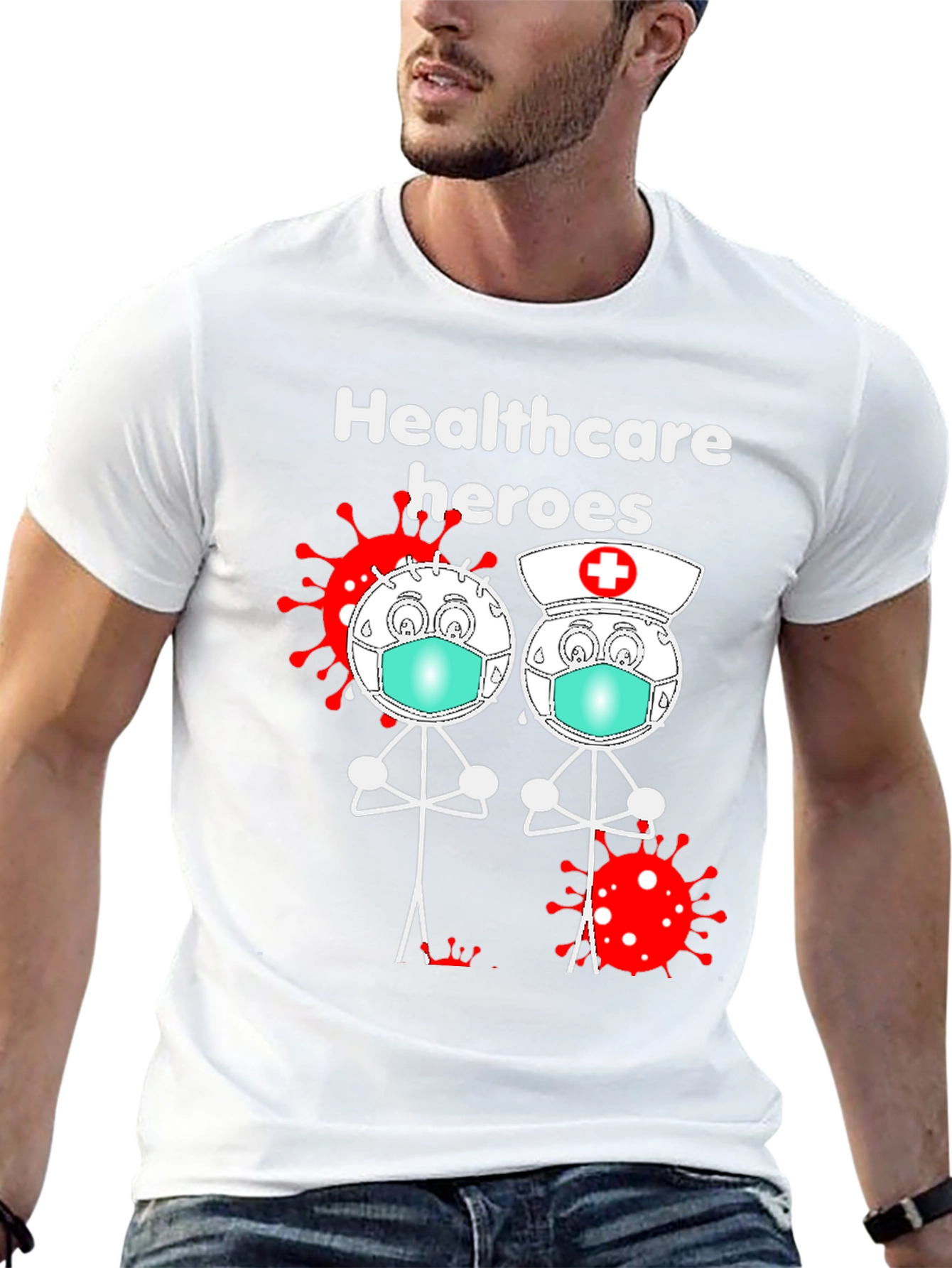Black Healthcare Heroes Graphic T-Shirt view 13