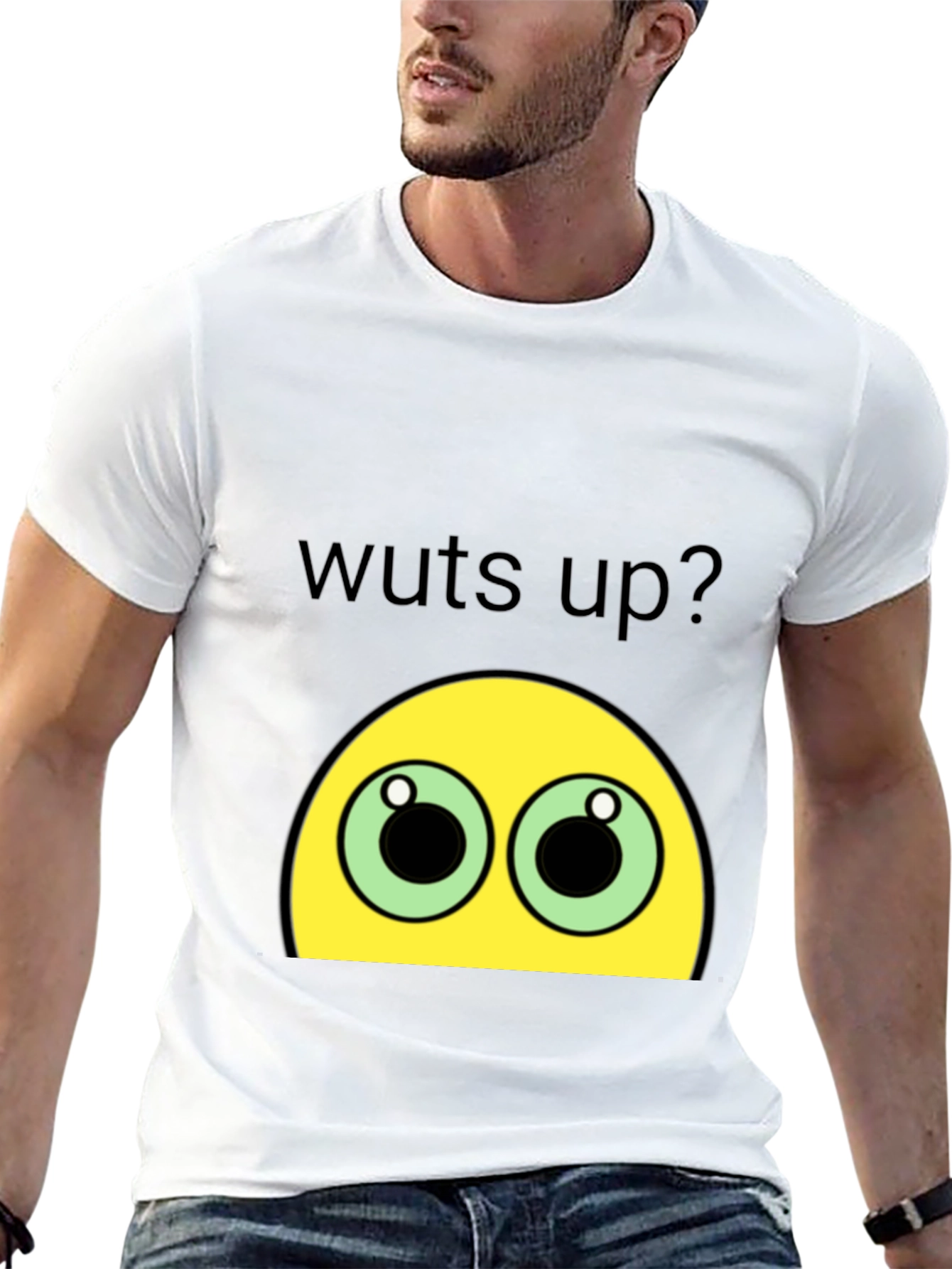Black Funny Wuts Up? Emoji Black T-Shirt view 13