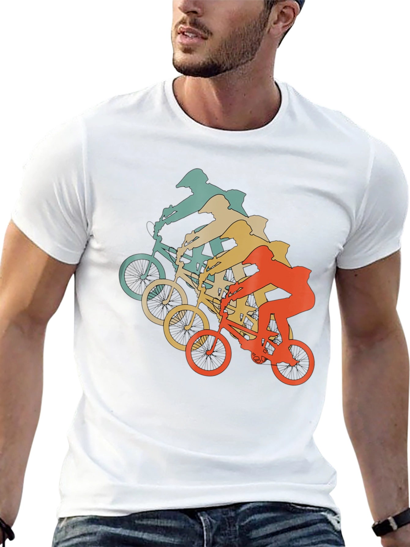 Black Vintage Mountain Biker Graphic T-Shirt - Retro Cycling Tee view 13