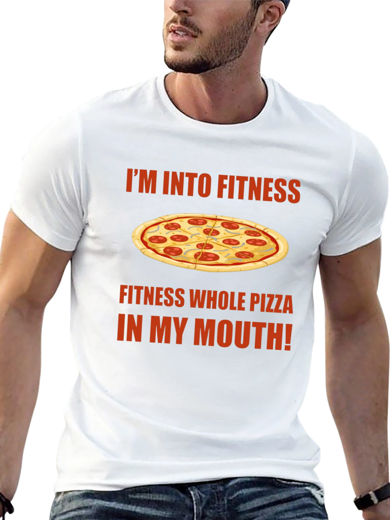 Black Funny Pizza Fitness Graphic T-Shirt view 13