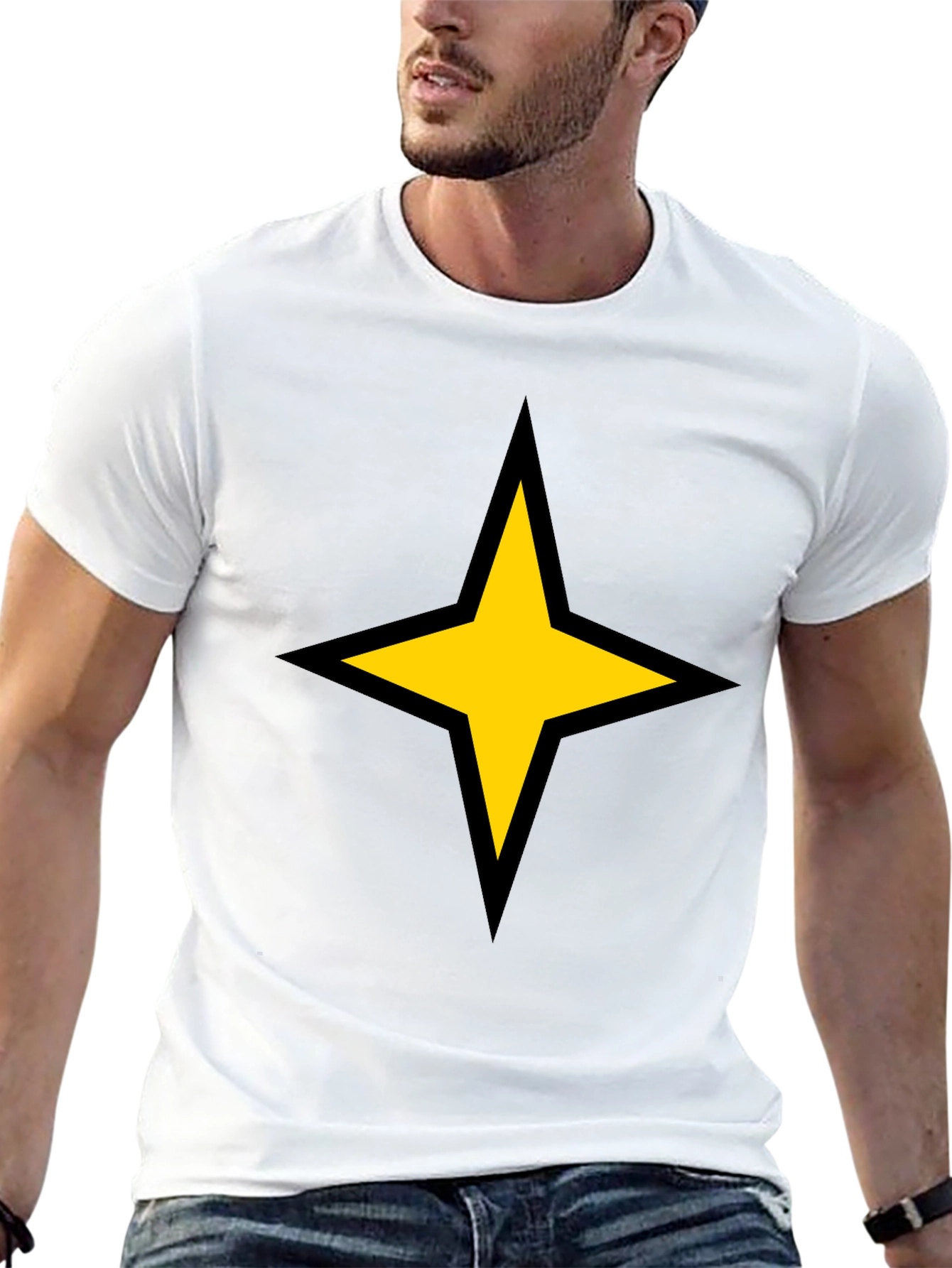 Black Bold Star Graphic Tee - Black Cotton Blend view 13
