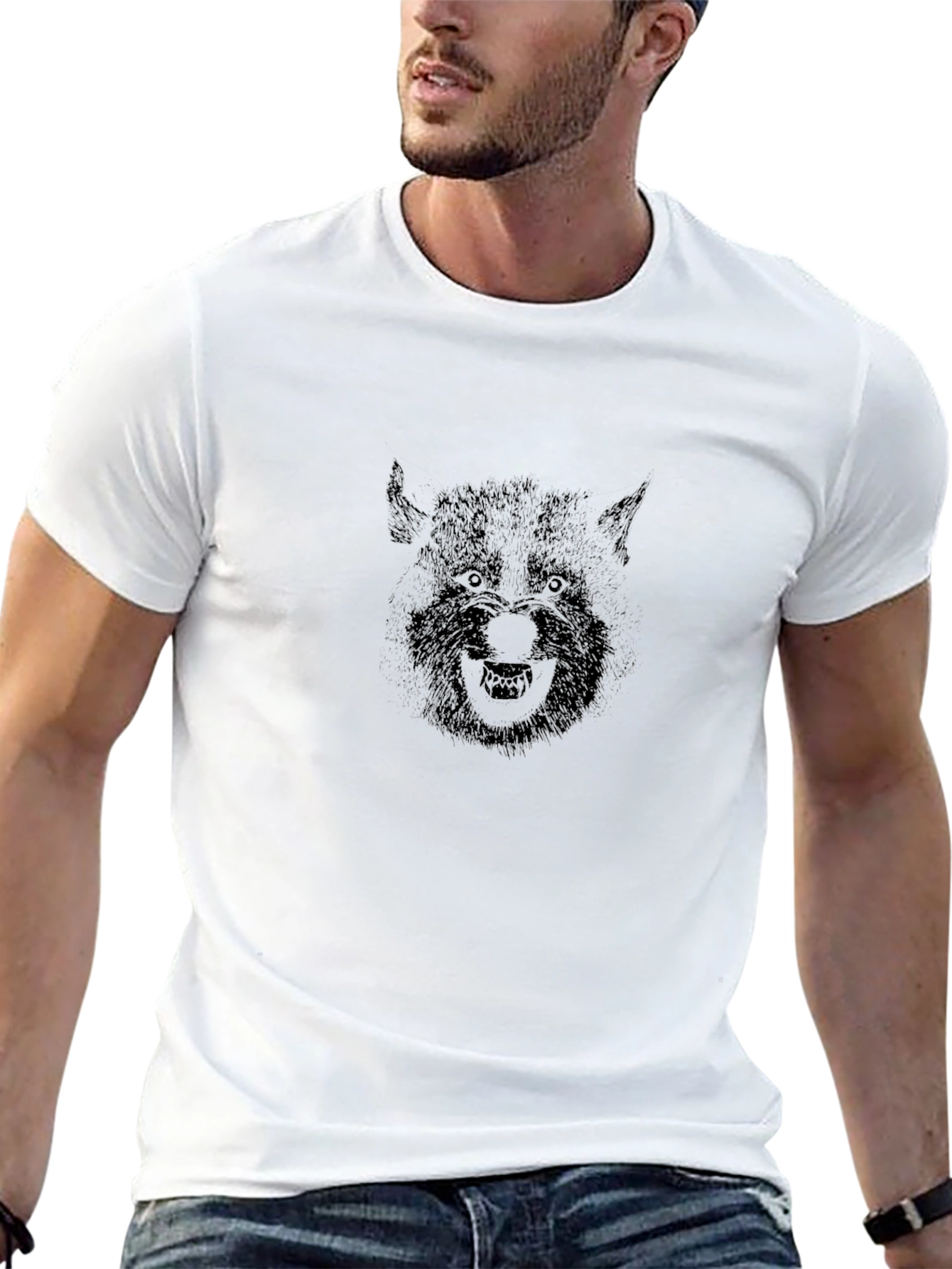 Black Werewolf Graphic Tee - Black Cotton Blend view 13