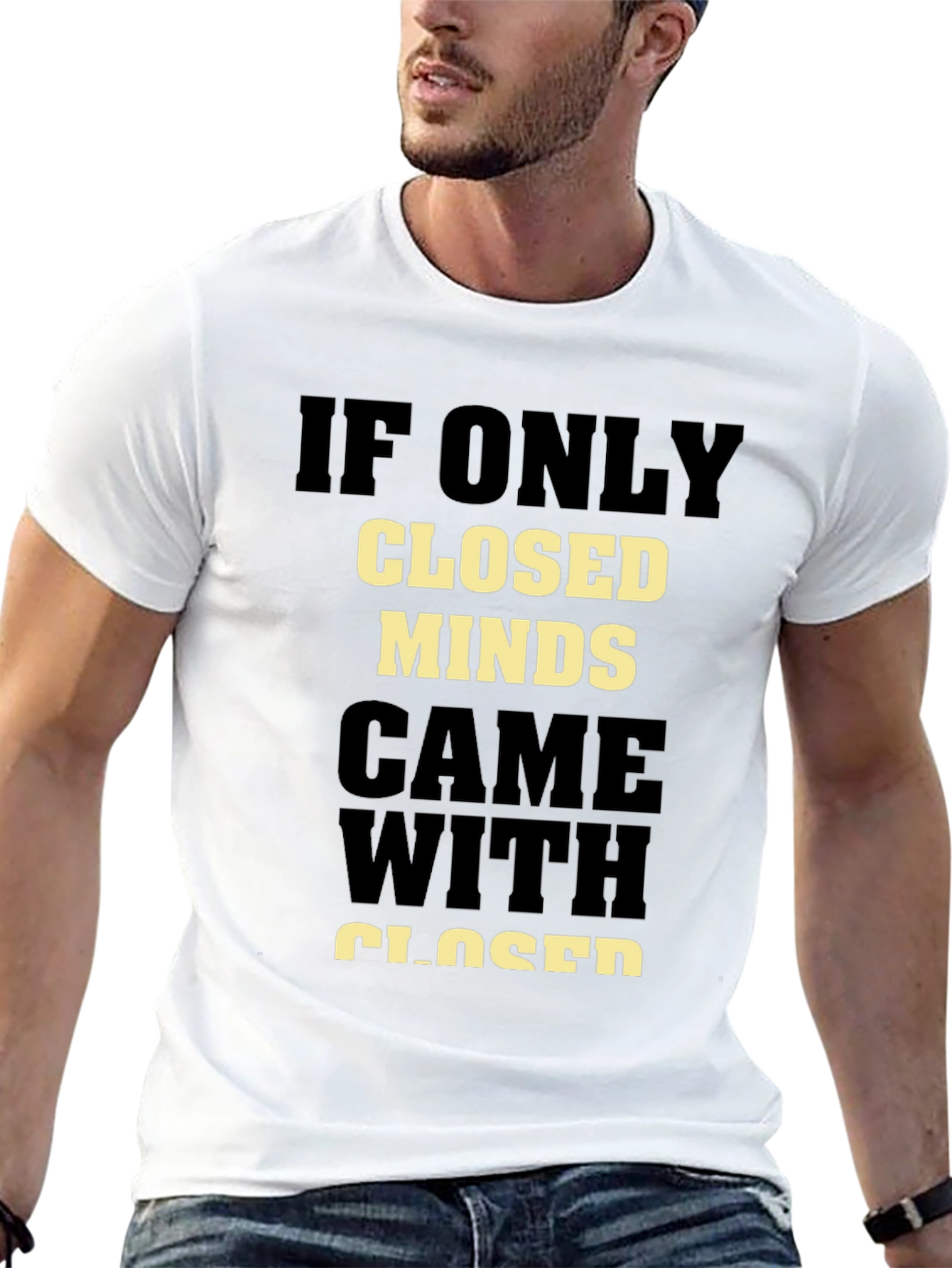 Black Closed Minds T-Shirt - Open-Minded Statement Tee view 13