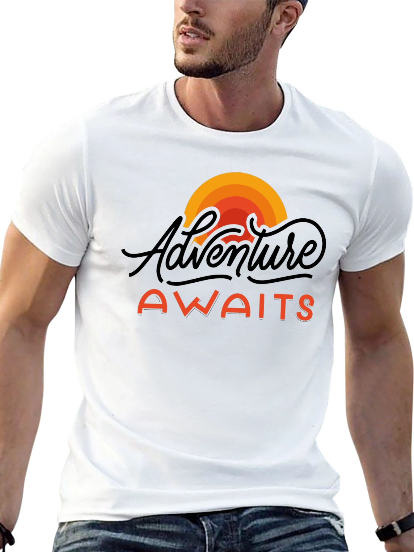 Black Adventure Awaits Graphic Tee - Black Unisex T-Shirt view 13