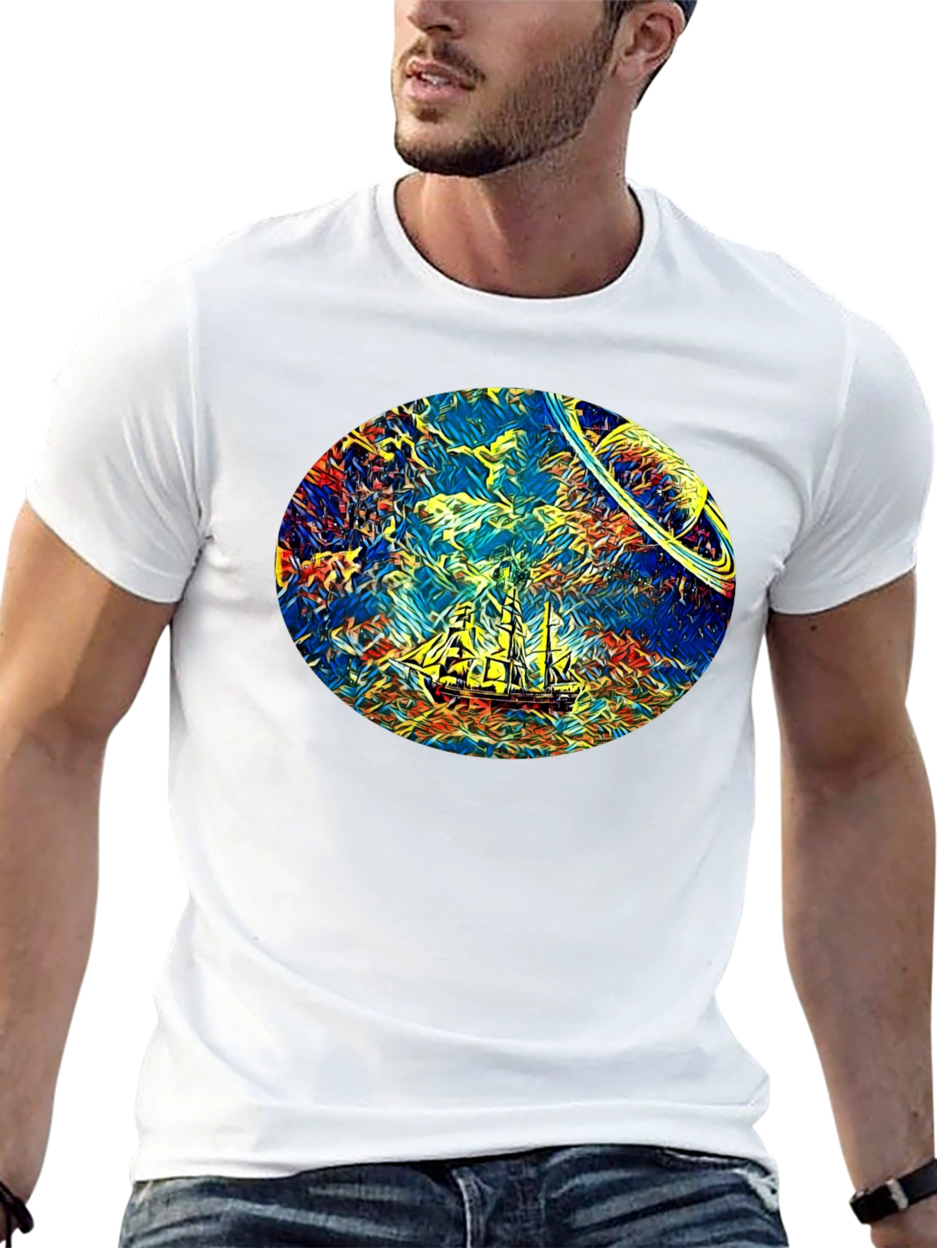 Black Space Sailing T-Shirt - Artistic Design view 13