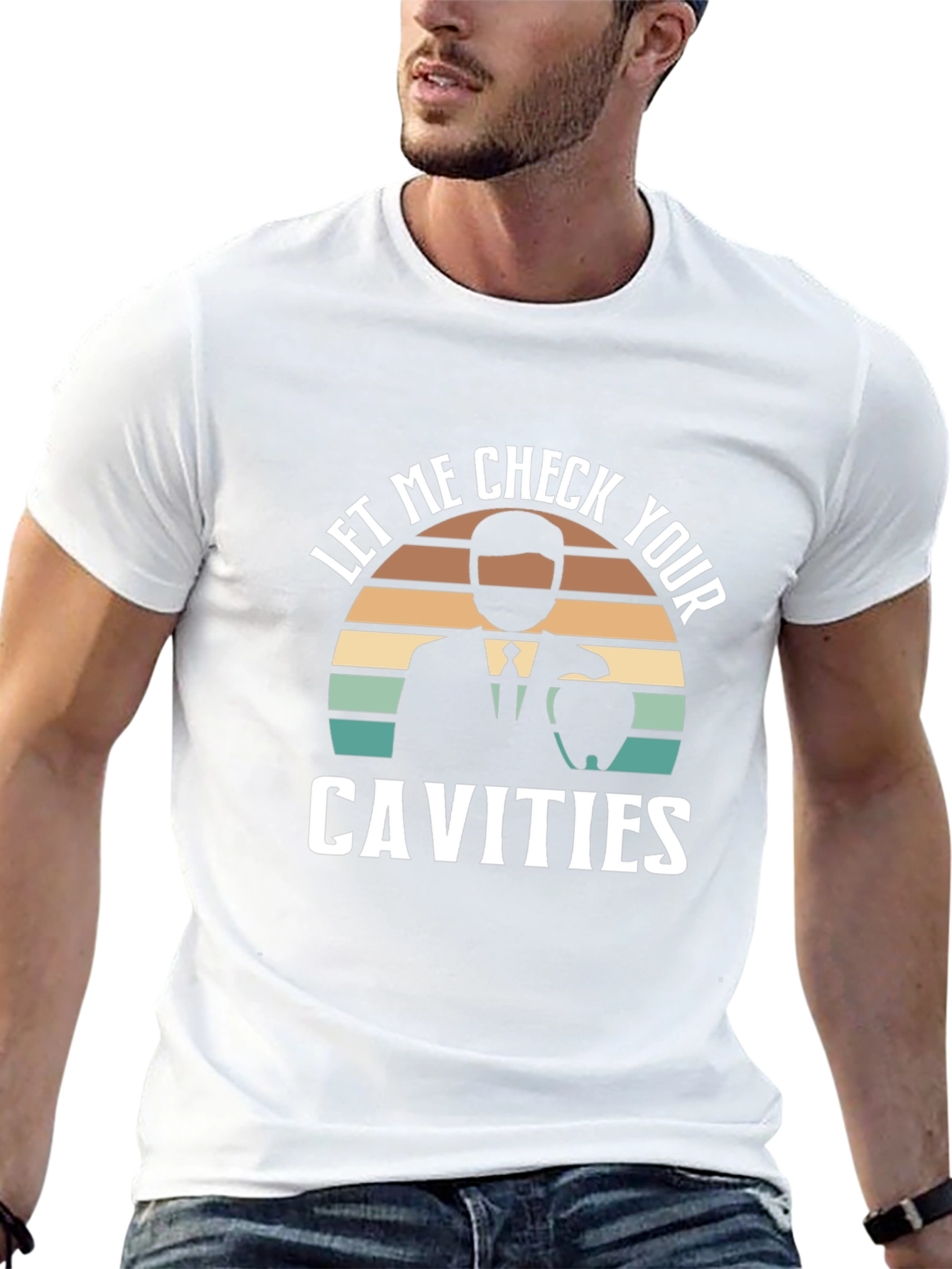 Black Dentist Check Cavities Retro Style T-Shirt view 13