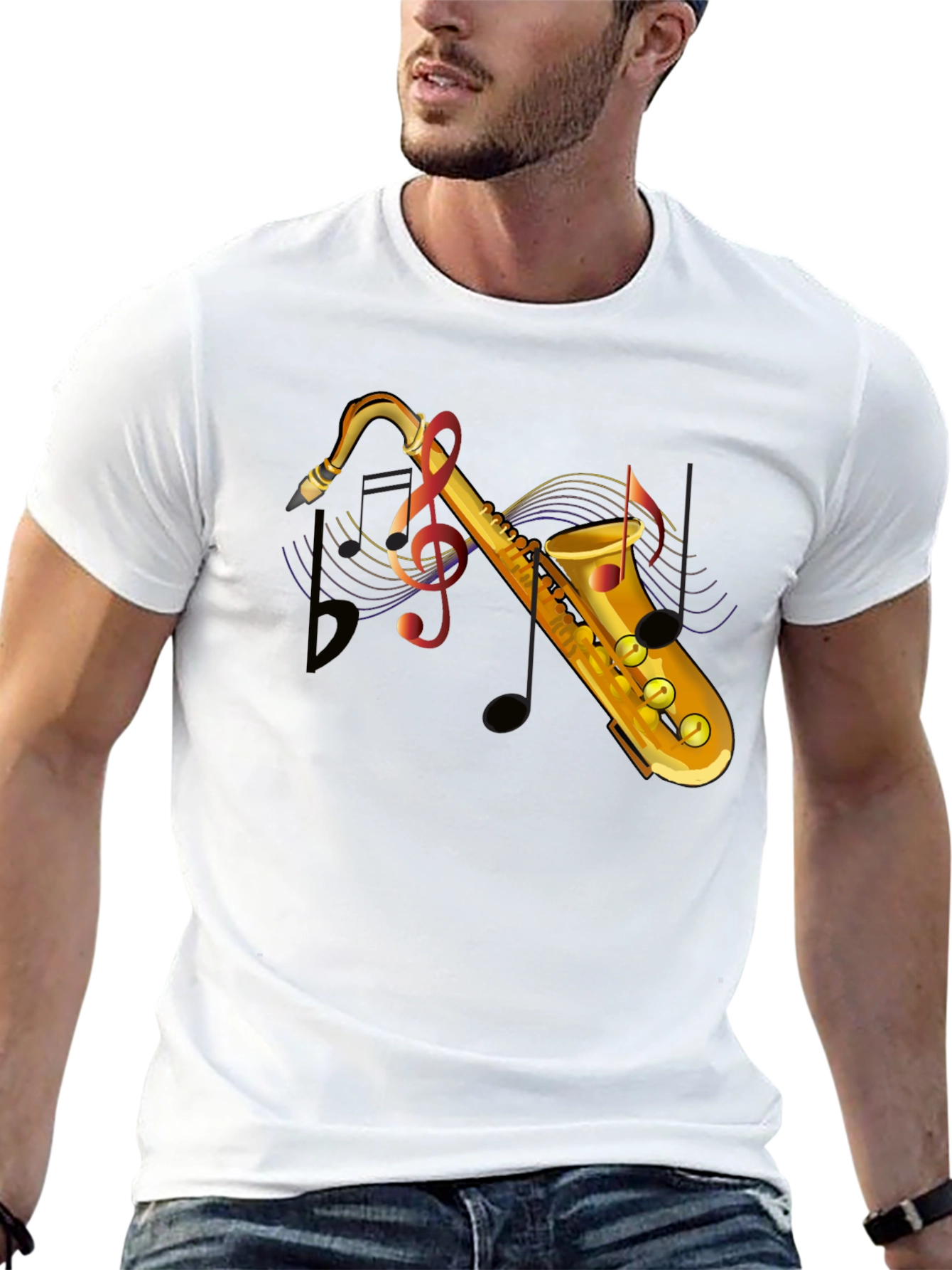 Black Saxophone Graphic T-Shirt - Music Lover Tee view 13
